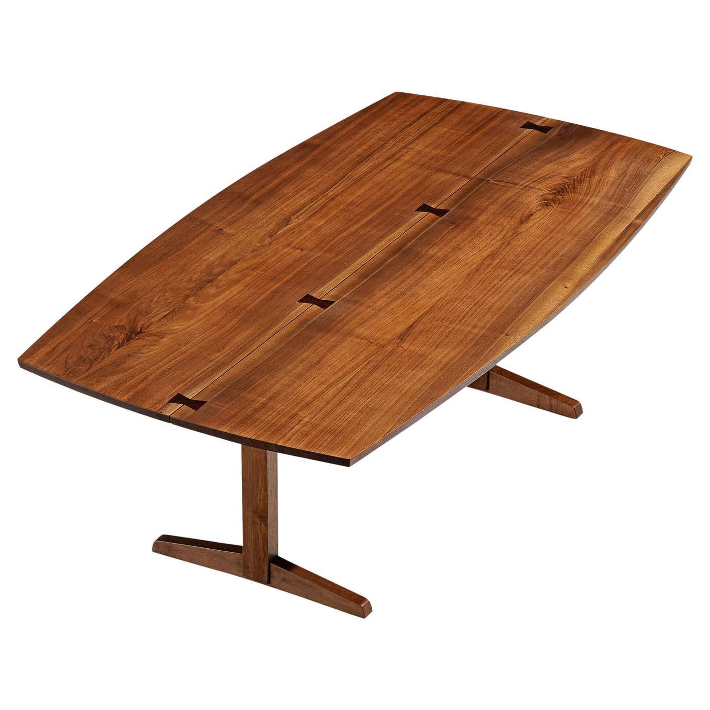 George Nakashima Boat-Shaped Trestle Dining Table in Walnut For Sale at ...