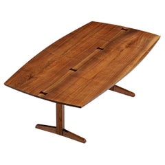 George Nakashima Boat-Shaped Trestle Dining Table in Walnut