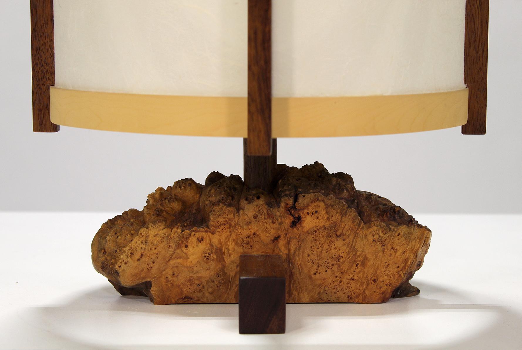 George Nakashima Buckeye Burl Table Lamp For Sale 3