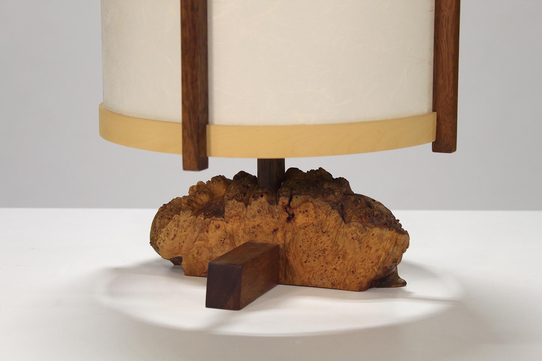 Mid-Century Modern George Nakashima Buckeye Burl Table Lamp For Sale