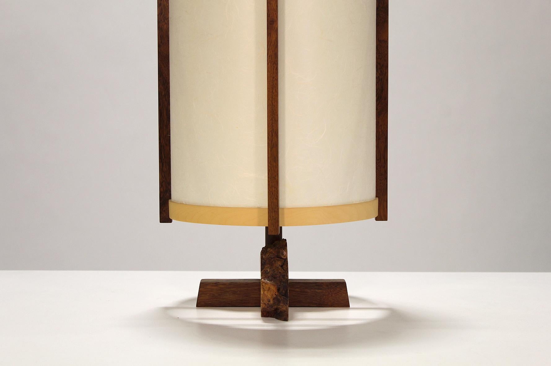 George Nakashima Buckeye Burl Table Lamp For Sale 1