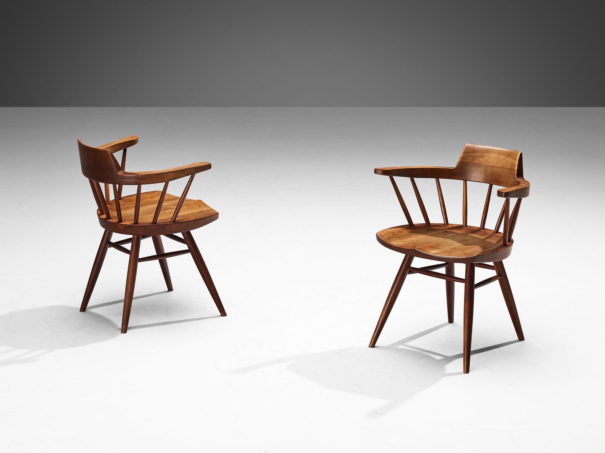 George Nakashima for Nakashima Studio, captain’s chairs or armchairs, cherry, United States, 1982

With regard to its essential form, material use, and woodwork, this pair of captain’s chairs is a testimony to George Nakashima's expert craftsmanship