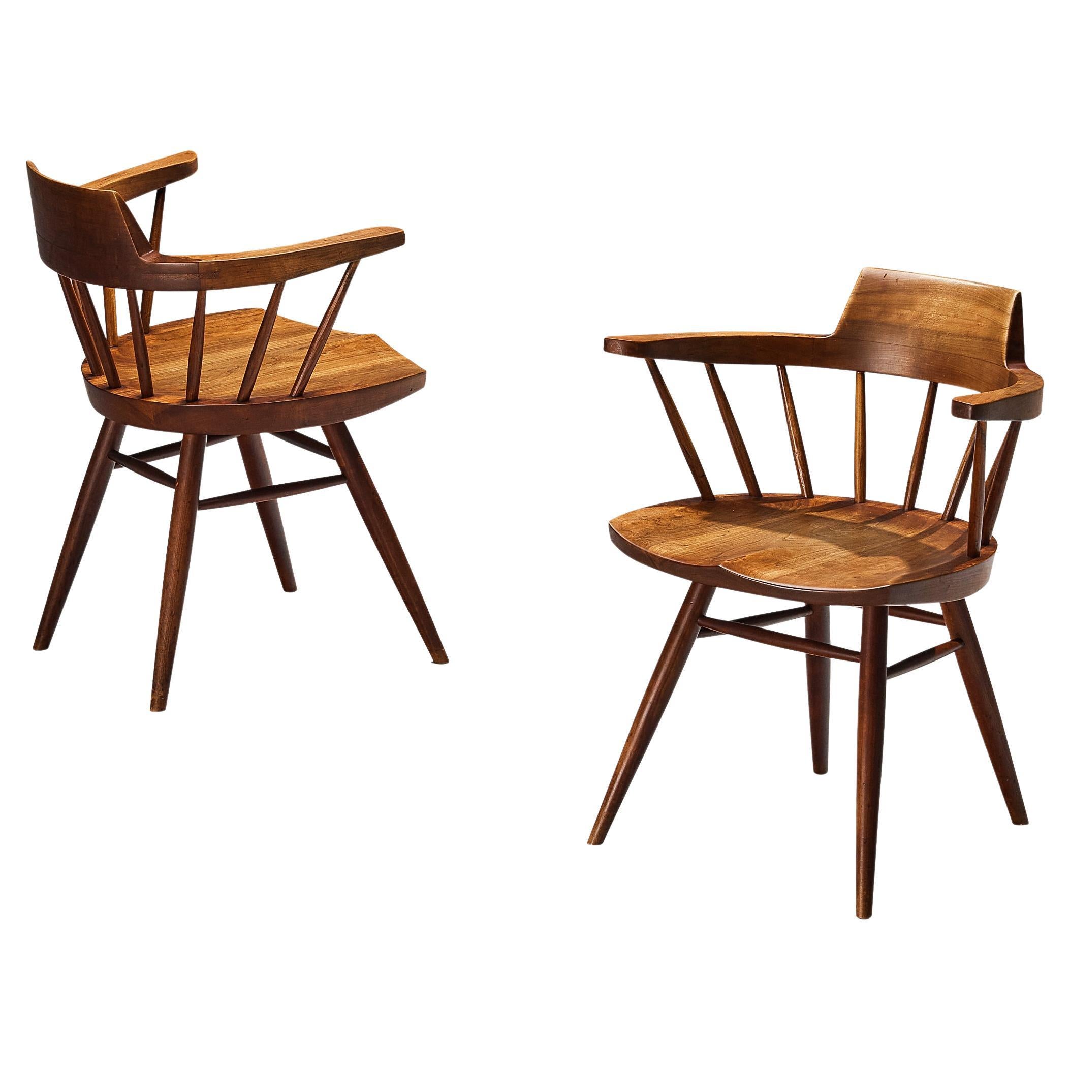 George Nakashima Captain’s Armchairs in Cherry For Sale