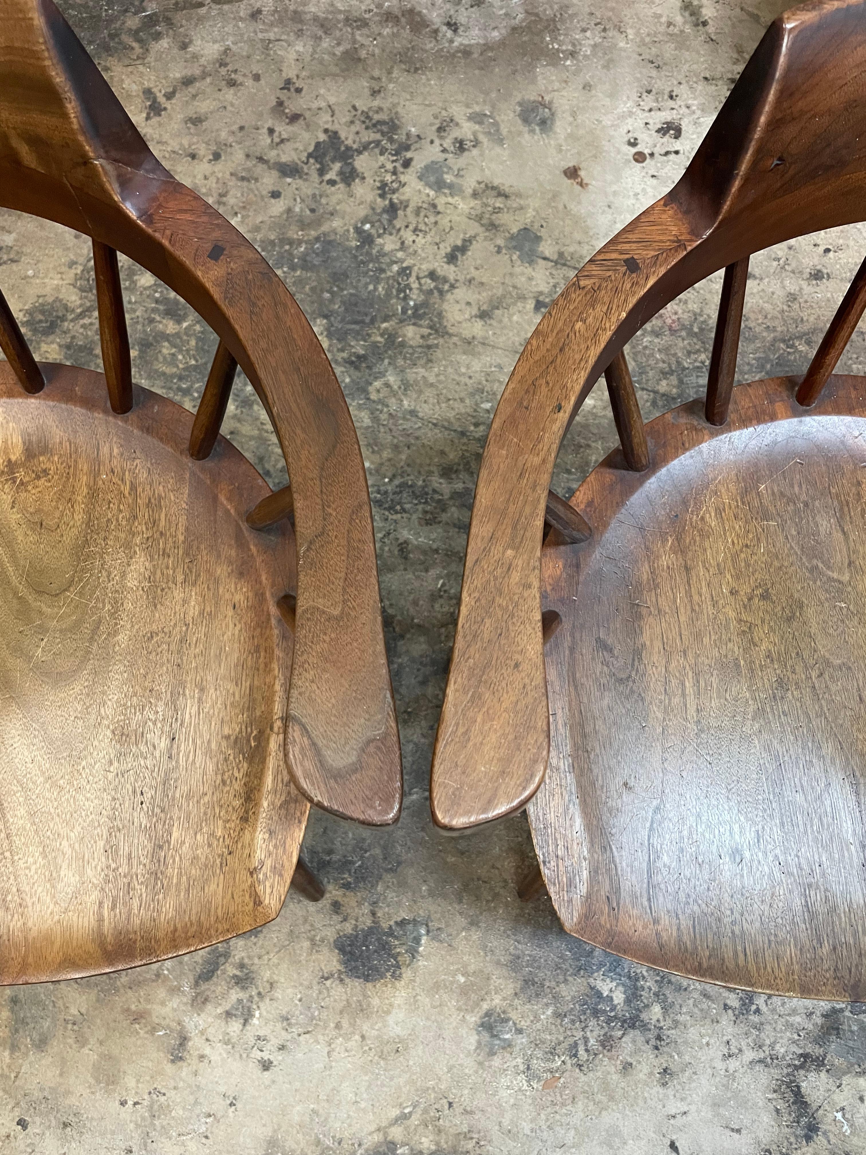 20th Century George Nakashima Captains Chairs, a Pair