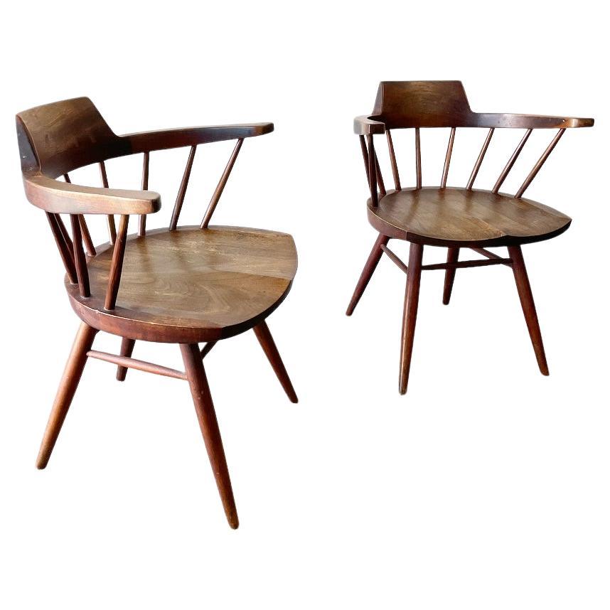 George Nakashima Captains Chairs, a Pair