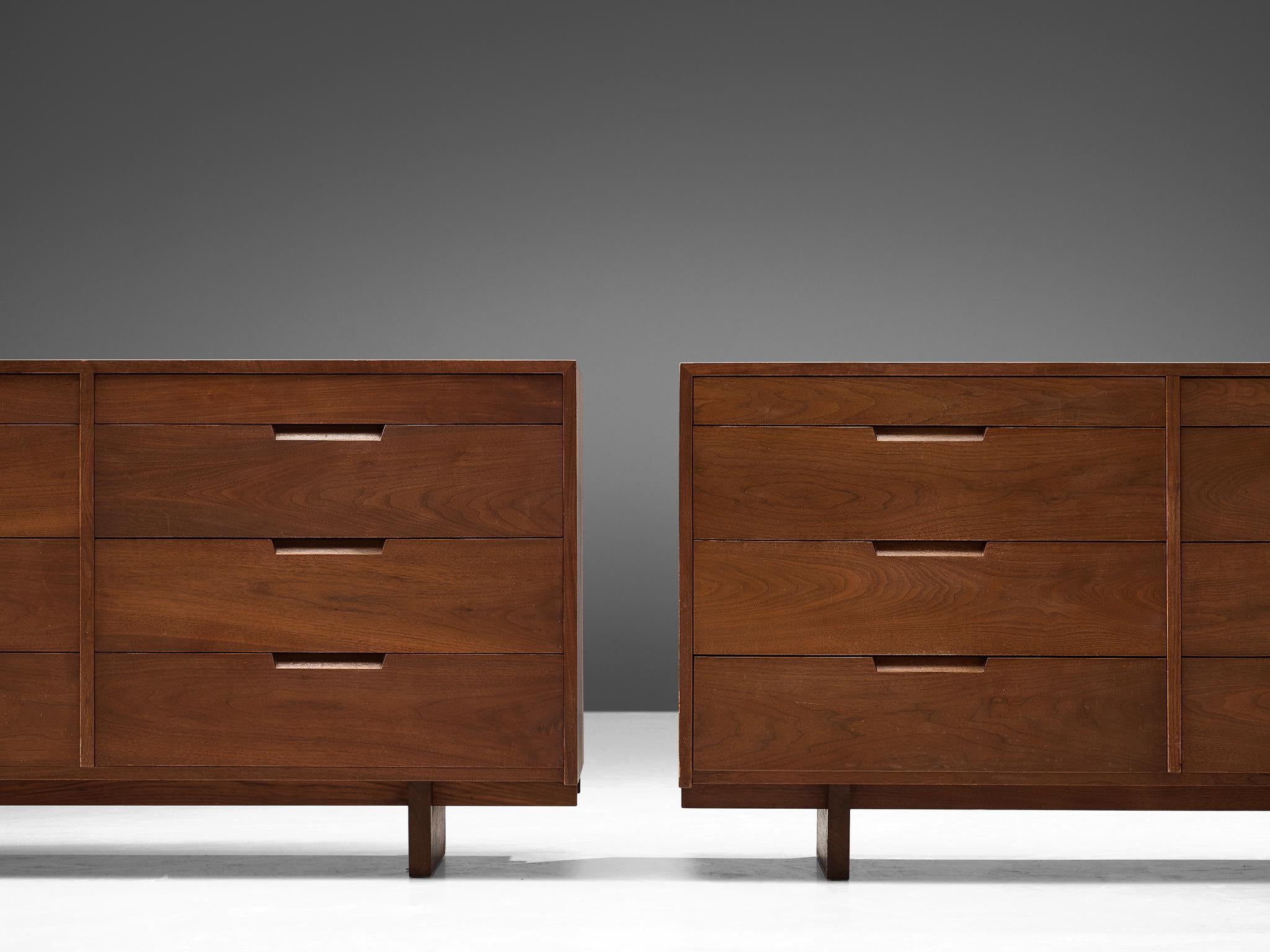 Mid-Century Modern George Nakashima a 'Born Together' pair of Chests of Drawers in Walnut,  1955
