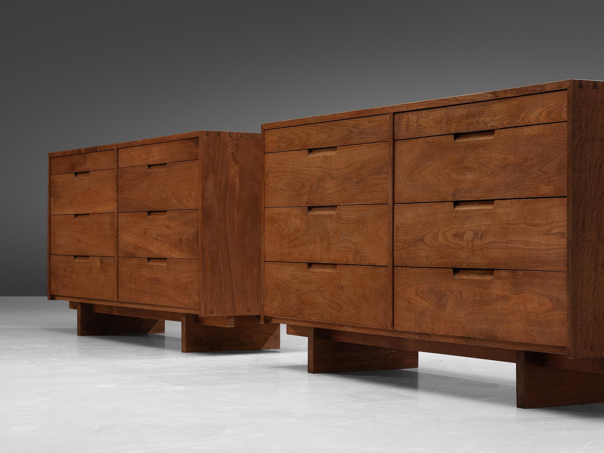 Mid-20th Century George Nakashima a 'Born Together' pair of Chests of Drawers in Walnut,  1955