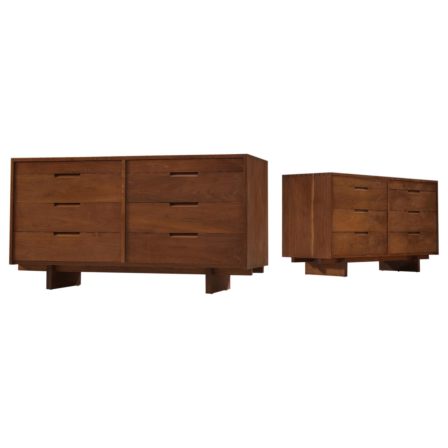 George Nakashima a 'Born Together' pair of Chests of Drawers in Walnut,  1955