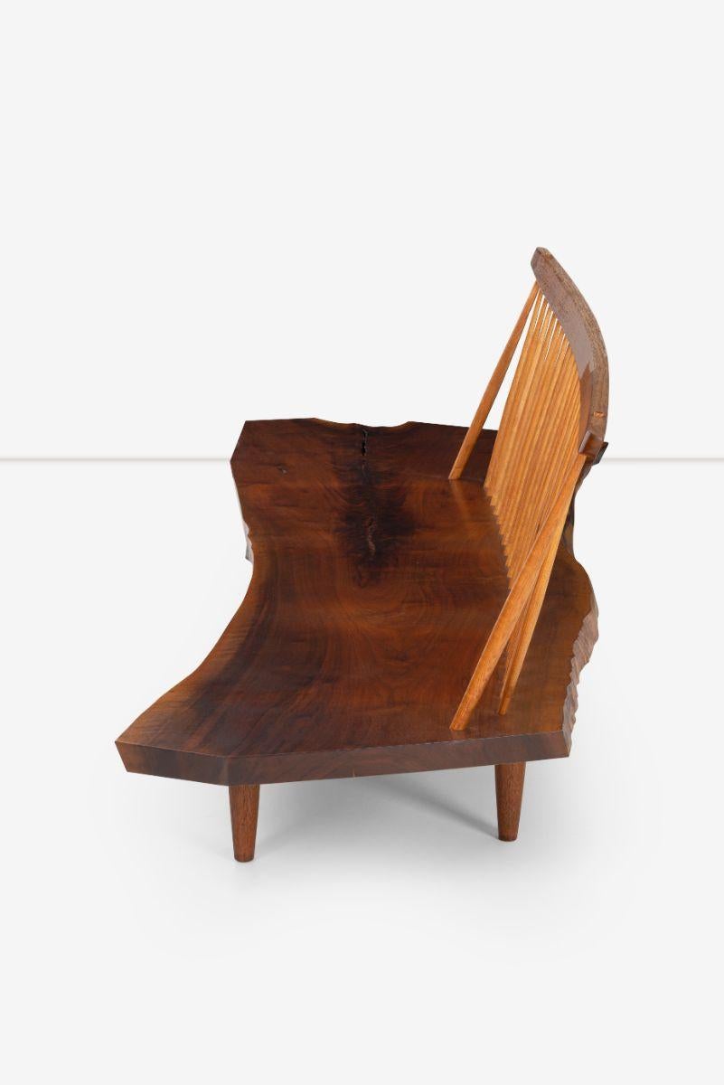 Hickory George Nakashima Conoid Bench, 1973