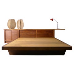 George Nakashima, Conoid Cabinet Headboard and Platform Bed in Walnut, USA 1966