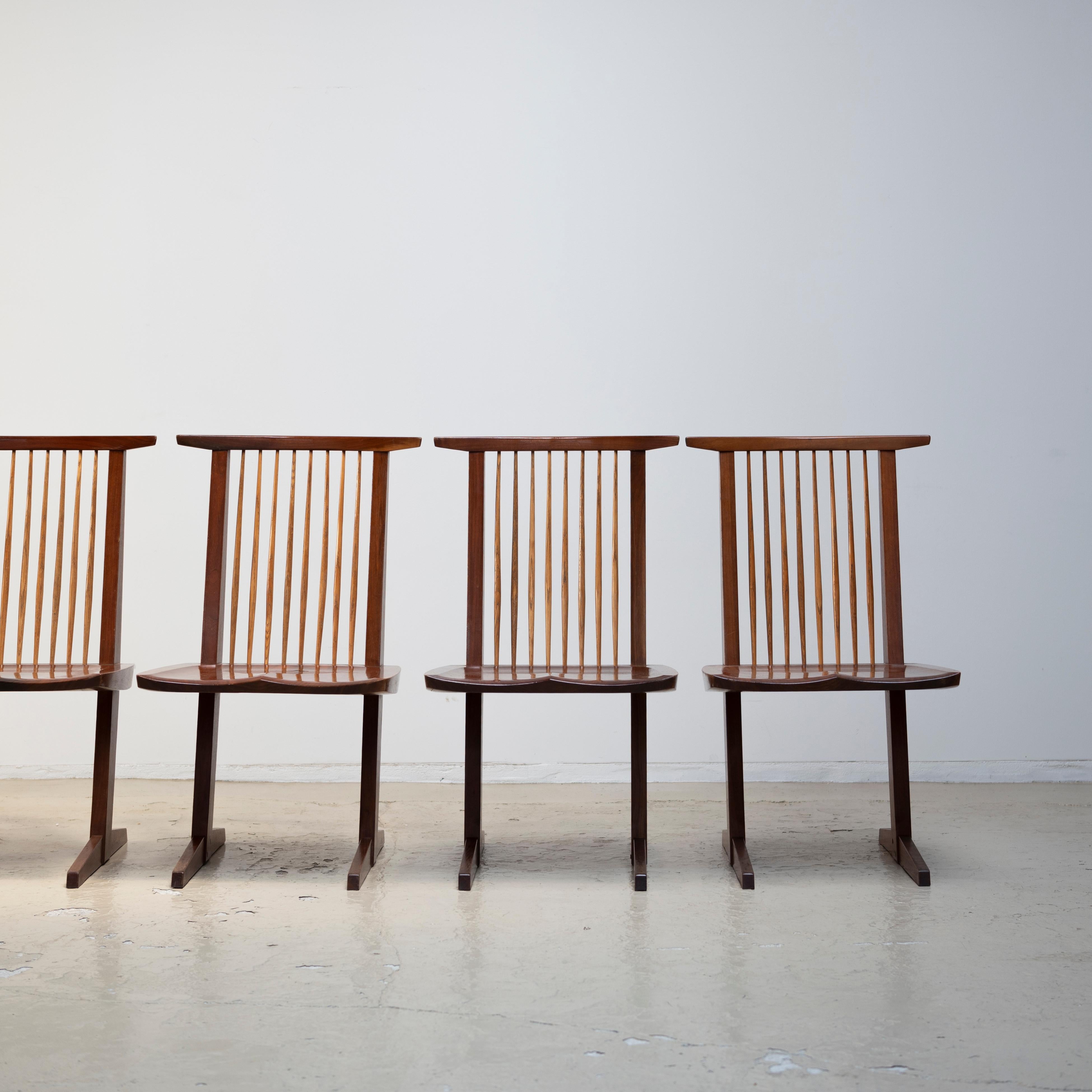 Japanese George Nakashima Conoid Chairs, Set of Four, 1970s