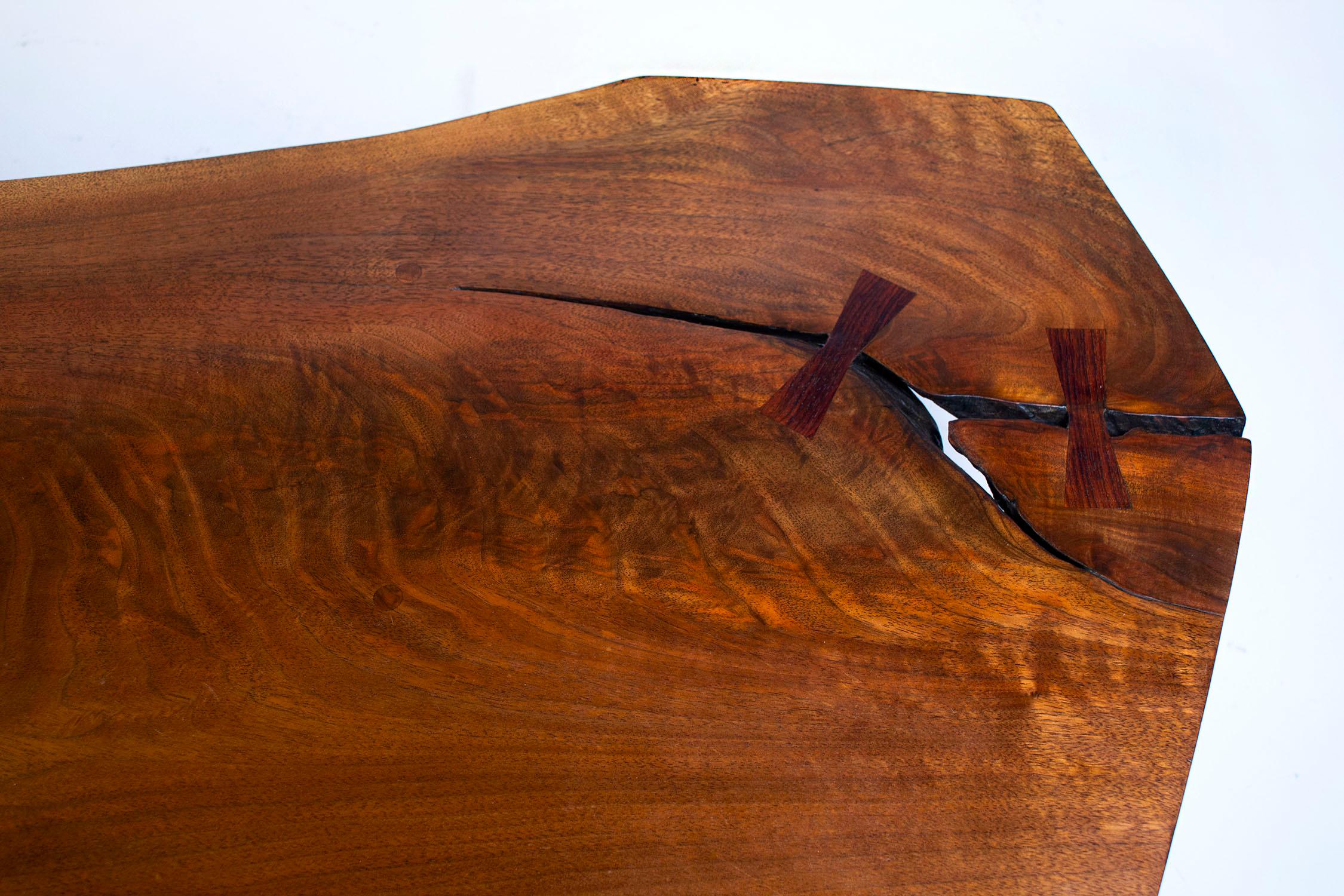 American George Nakashima Conoid Coffee Table Free Edge English Walnut Slab, 1963