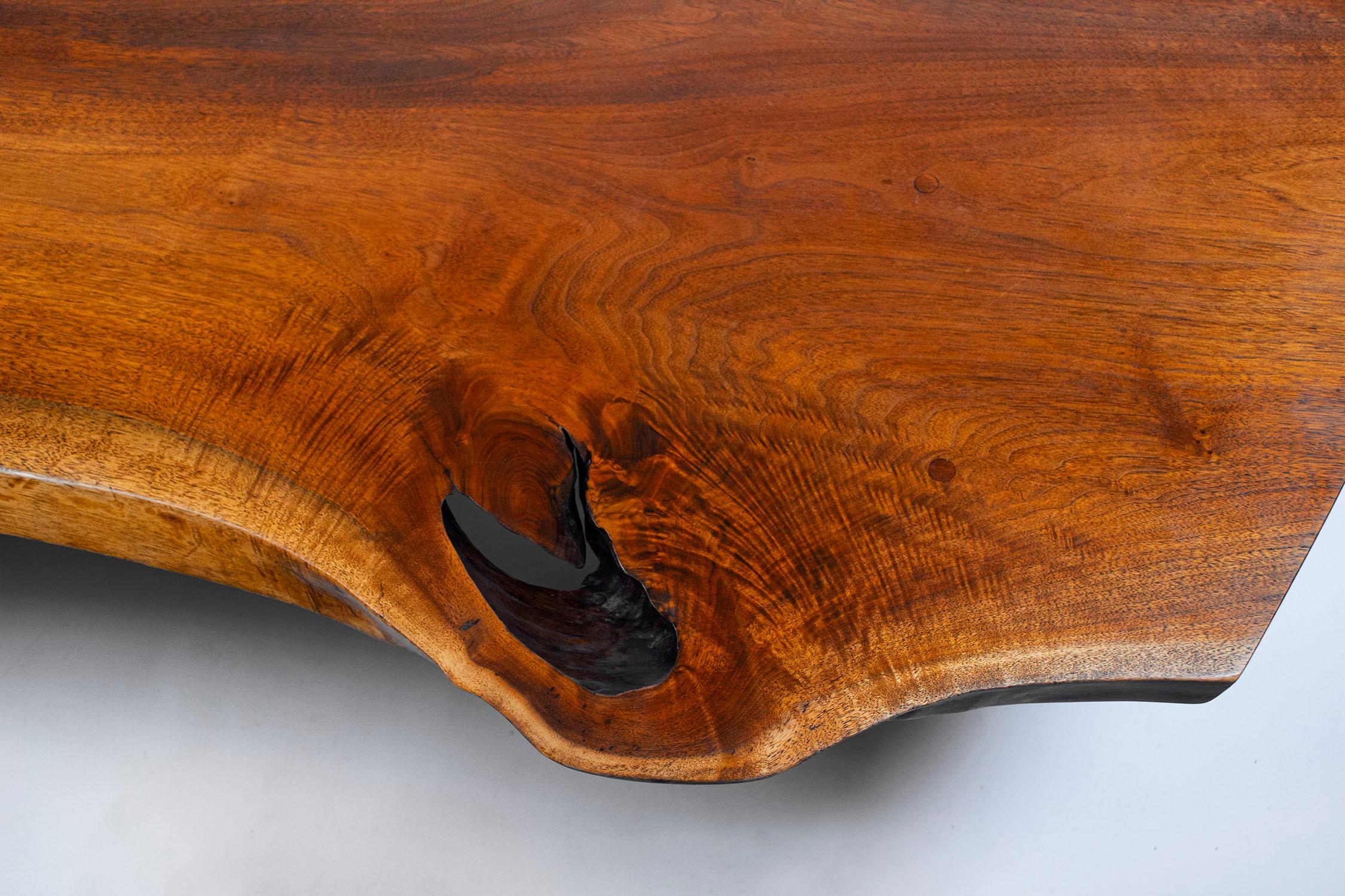 George Nakashima Conoid Coffee Table Free Edge English Walnut Slab, 1963 In Good Condition In Dallas, TX