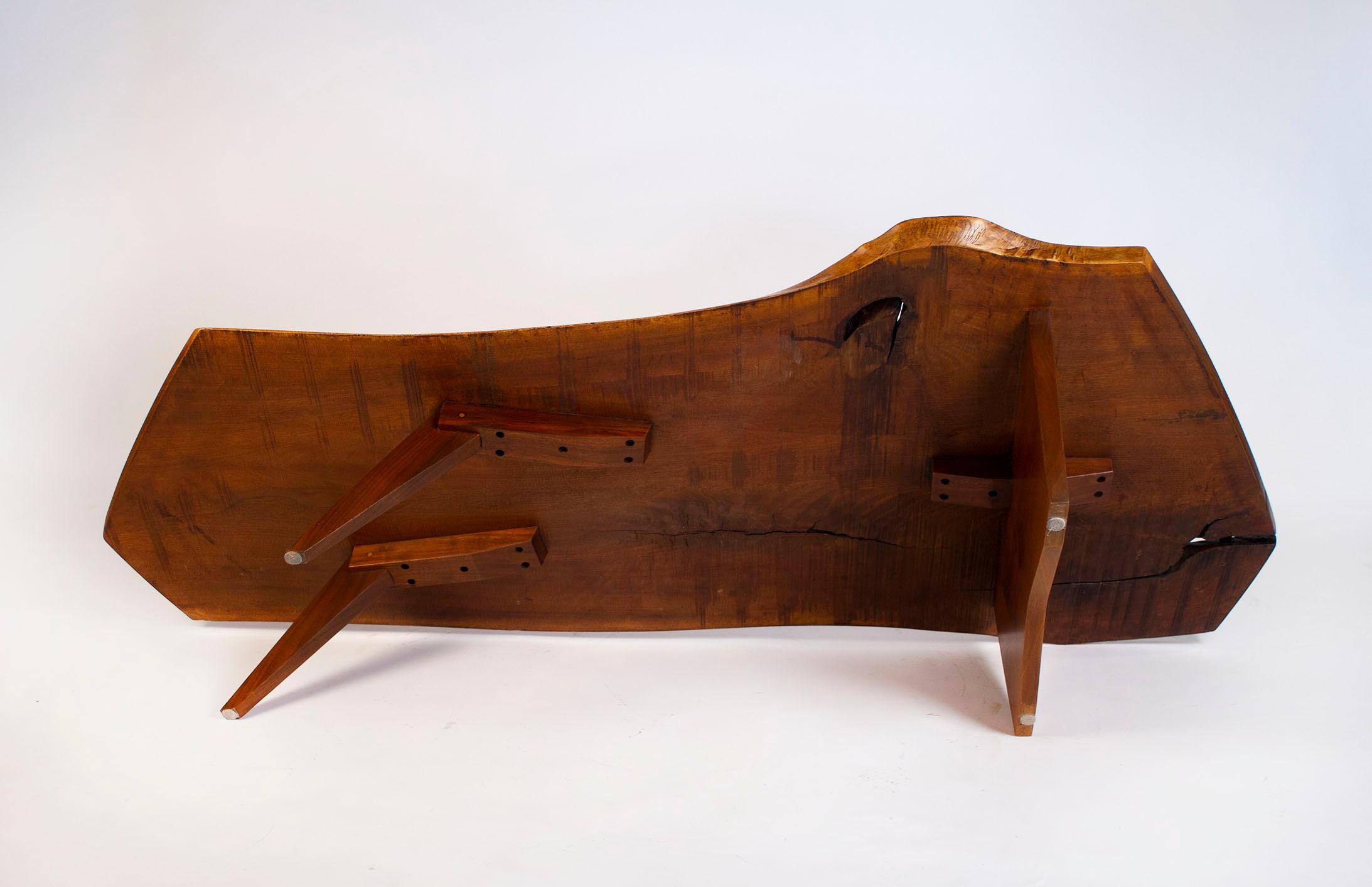 20th Century George Nakashima Conoid Coffee Table Free Edge English Walnut Slab, 1963