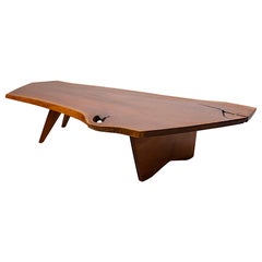 Retro George Nakashima Conoid Coffee Table Free Edge English Walnut Slab, 1963