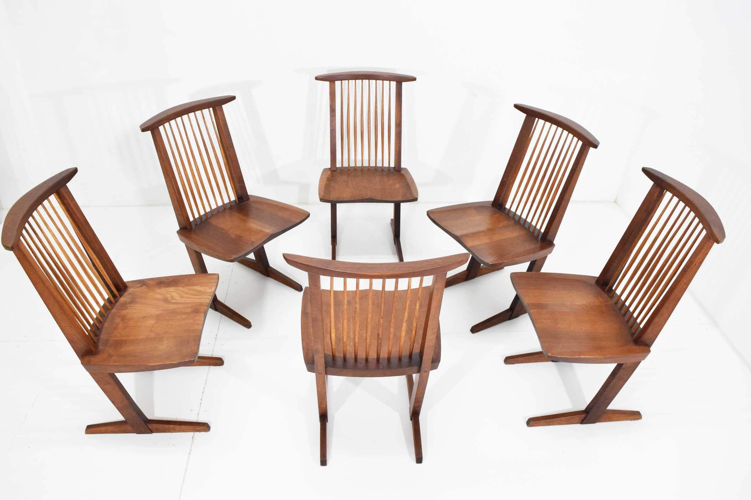 Mid-Century Modern George Nakashima Conoid Dining Chairs, Set of Six, 1970s