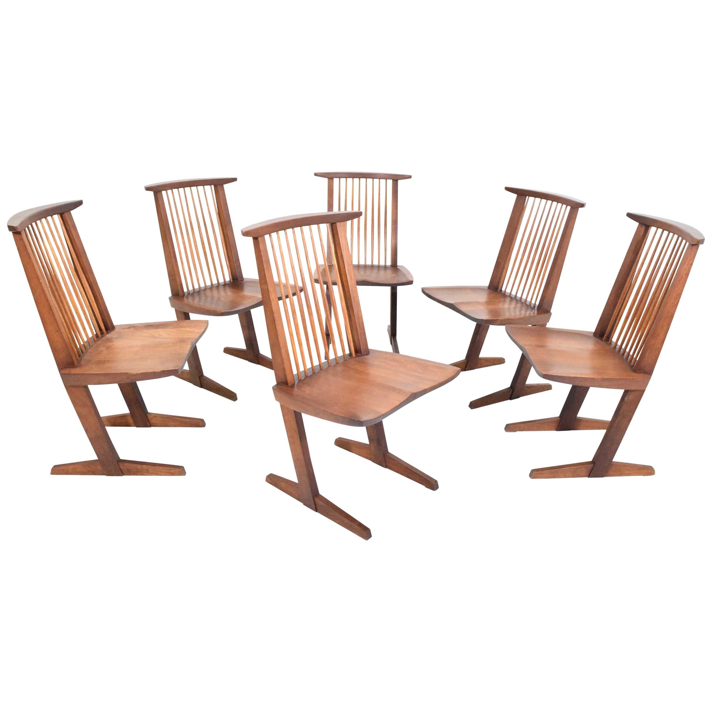 George Nakashima Conoid Dining Chairs, Set of Six, 1970s