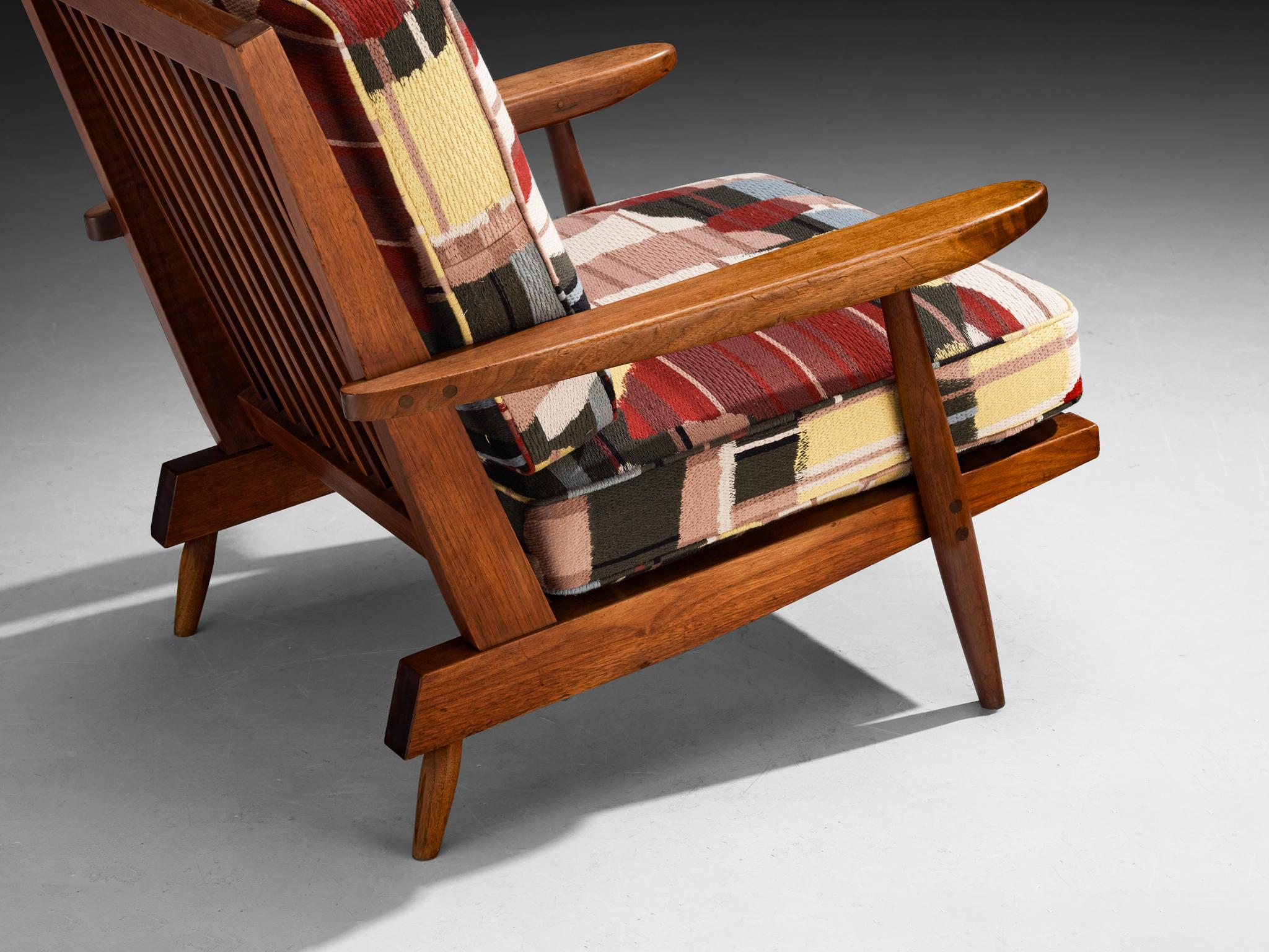 George Nakashima 'Cushion' Spindleback Lounge Chair and Ottoman in Walnut 2