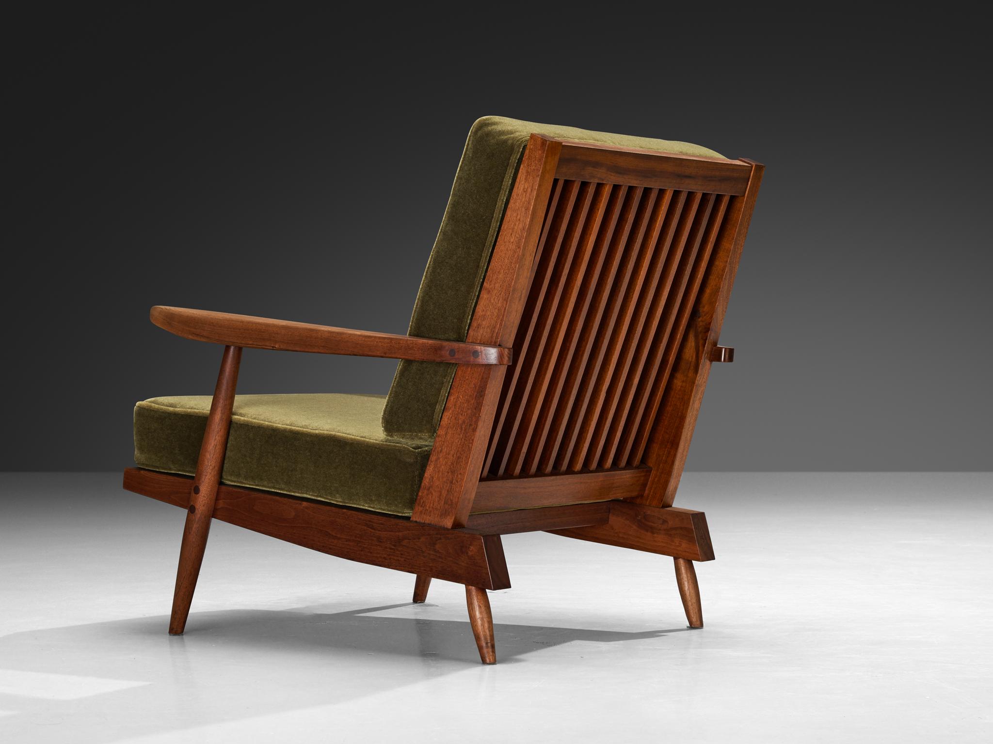 Mid-Century Modern George Nakashima 'Cushion' Spindleback Lounge Chair in American Black Walnut