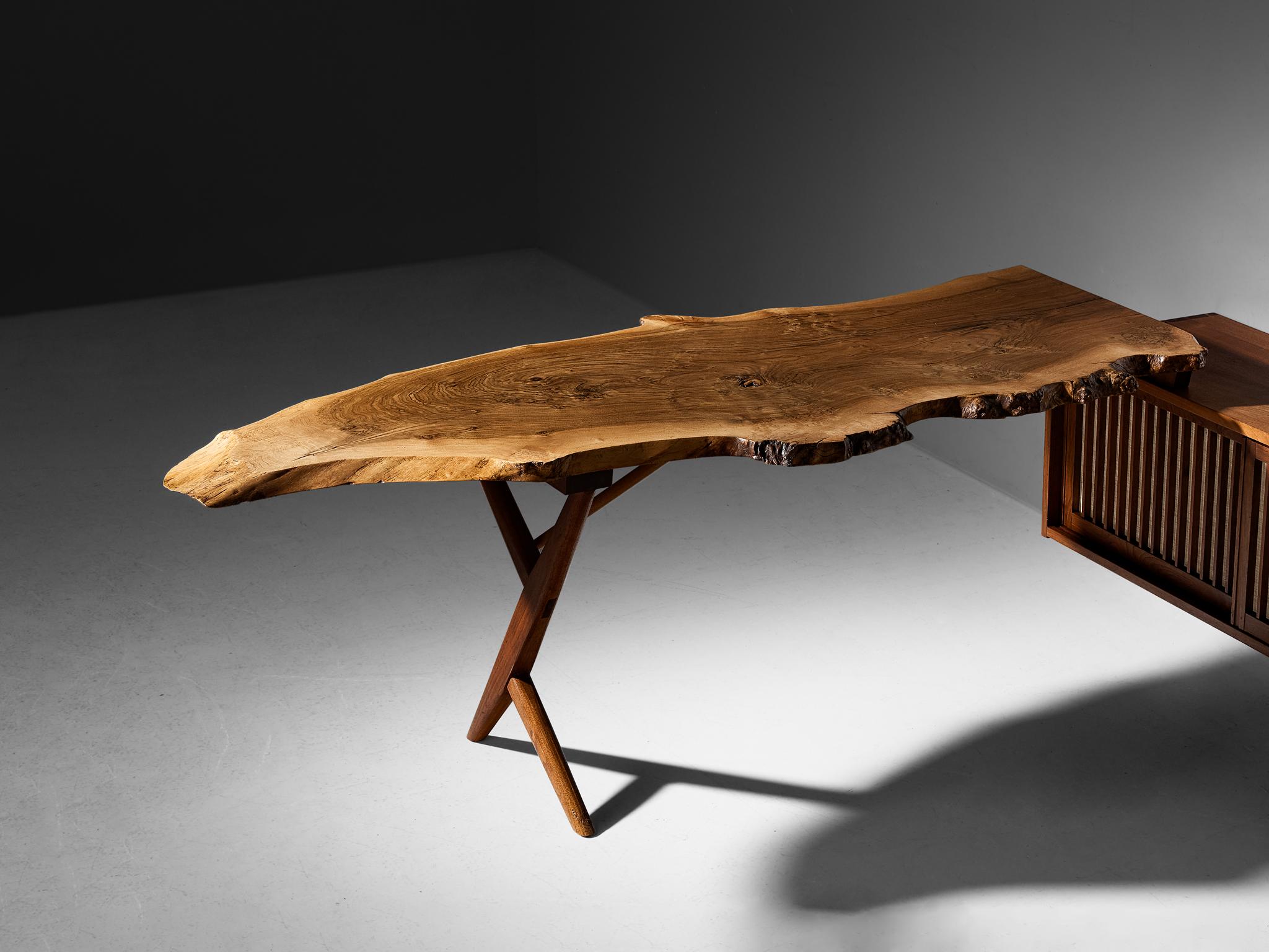 George Nakashima Desk with Wall-Mounted Case in Walnut  1