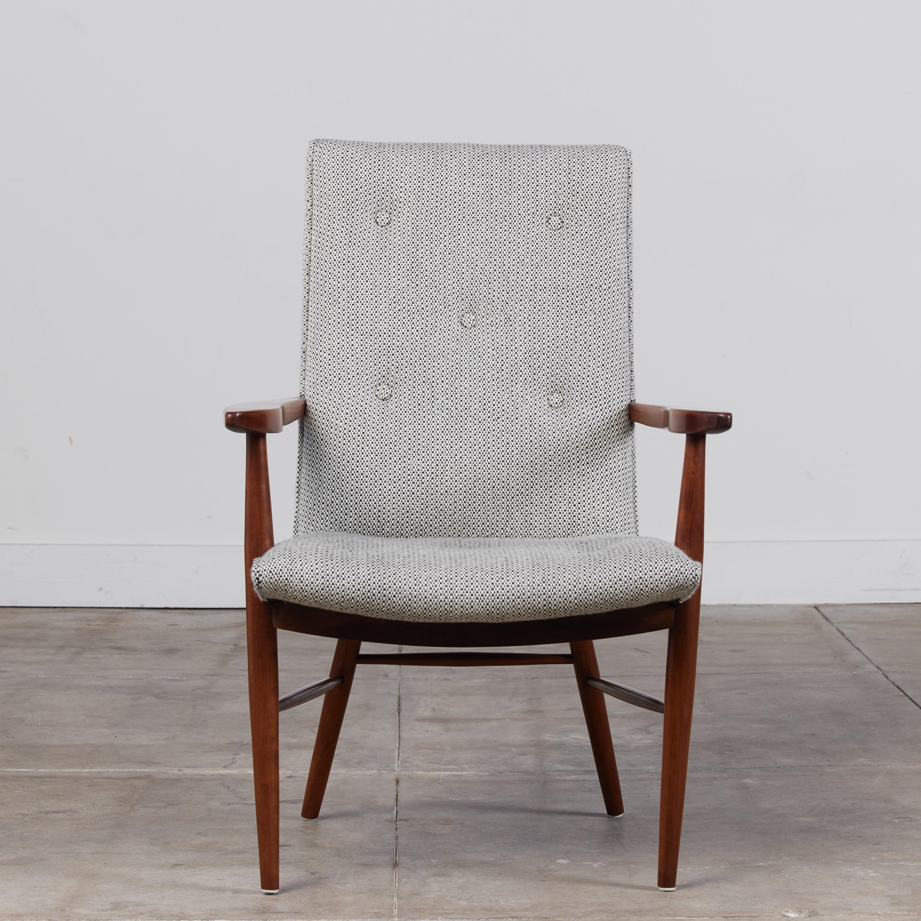 Black walnut dining armchair by George Nakashima for Grand Rapids, Michigan-based company Widdicomb, c.1960s for their 