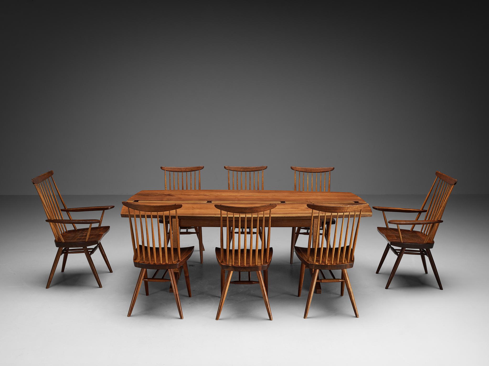 Américain Ensemble de salle à manger George Nakashima avec table à manger à tréteaux et chaises « nouvelles »  en vente