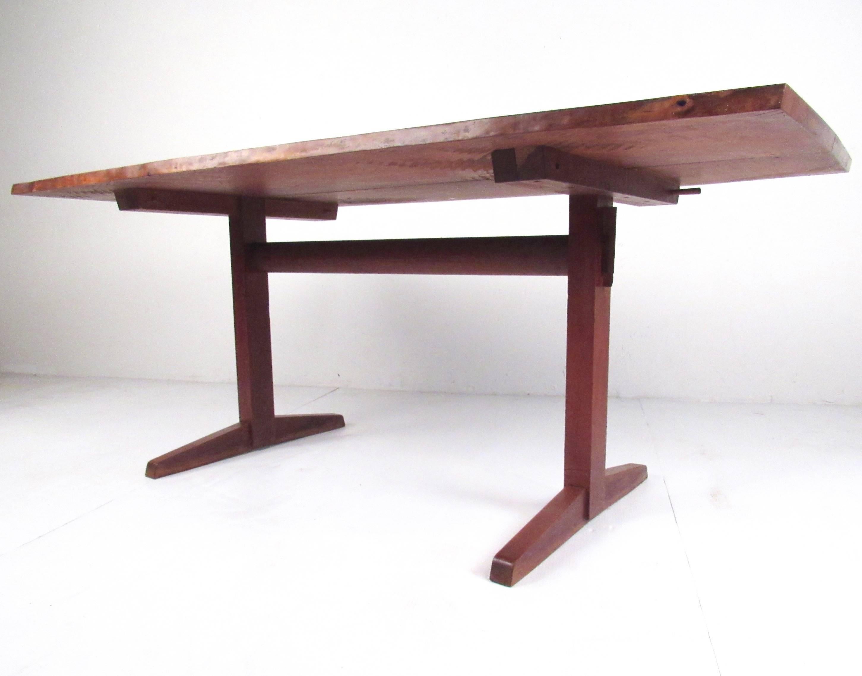 Mid-Century Modern George Nakashima Dining Table with Trestle Base