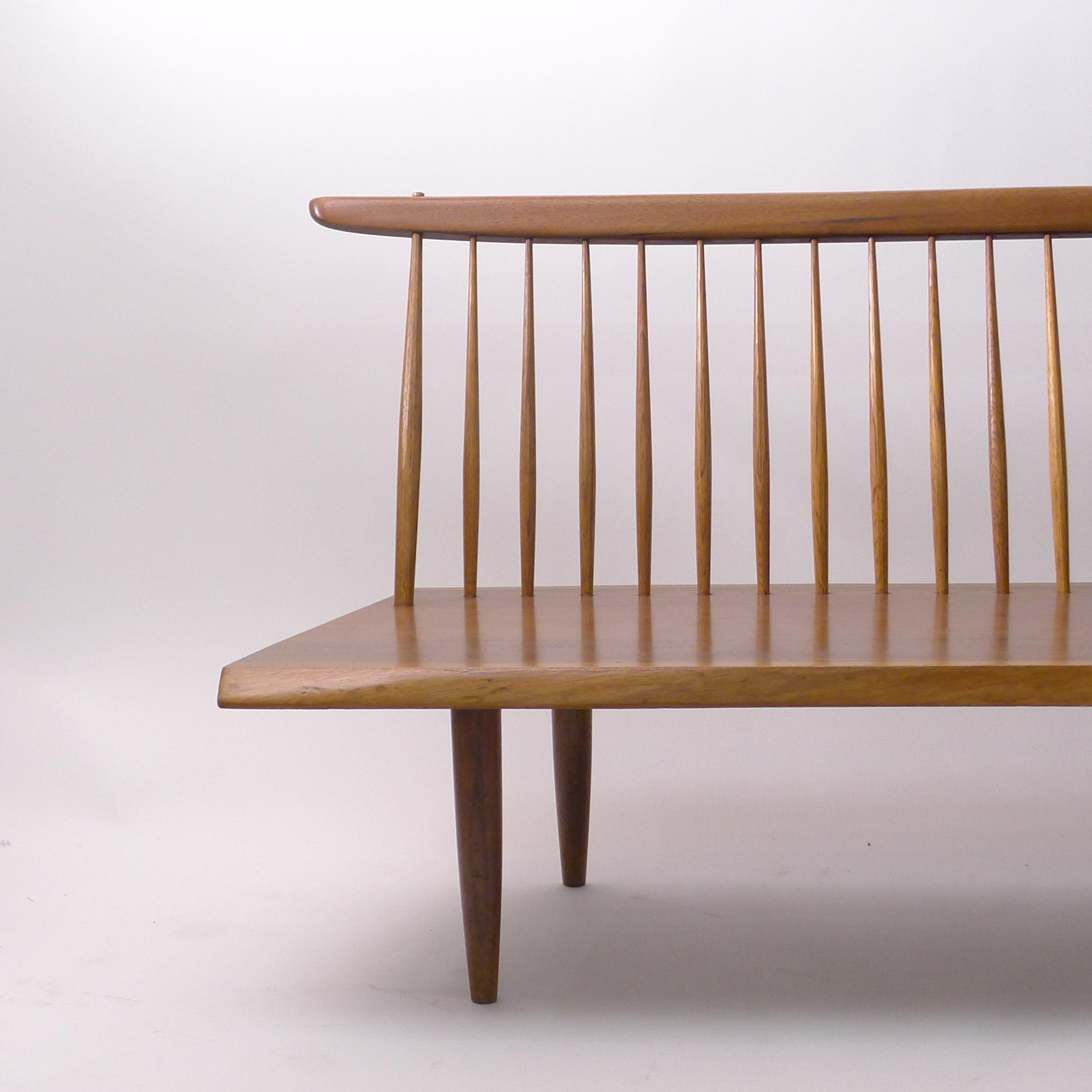 George Nakashima, Early Walnut Bench with Spindle Back, 1958 For Sale 10