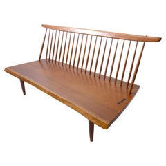 George Nakashima, Early Walnut Bench with Spindle Back, 1958