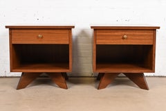 George Nakashima East Indian Laurel Wood Nightstands for Widdicomb, Refinished