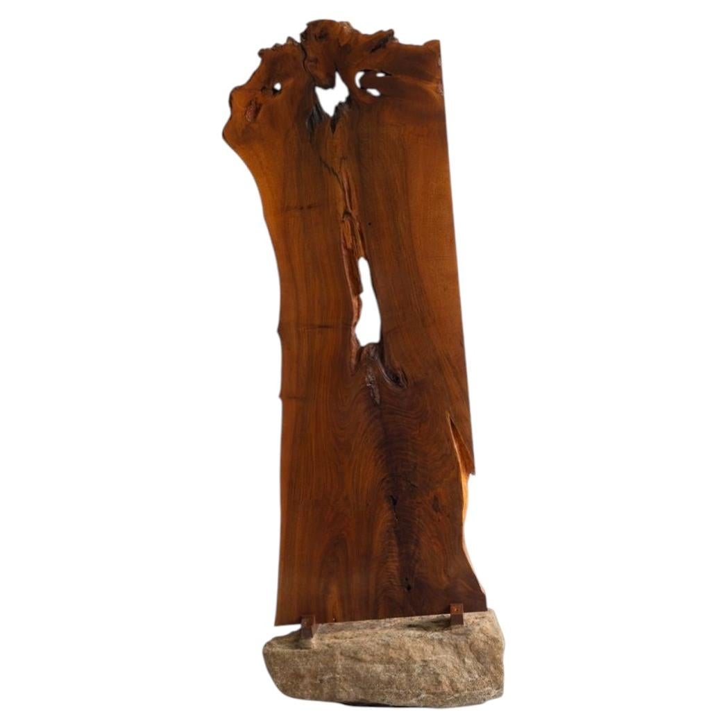 George Nakashima English Walnut Free-Edge Room Divider on Granite Base, 1955