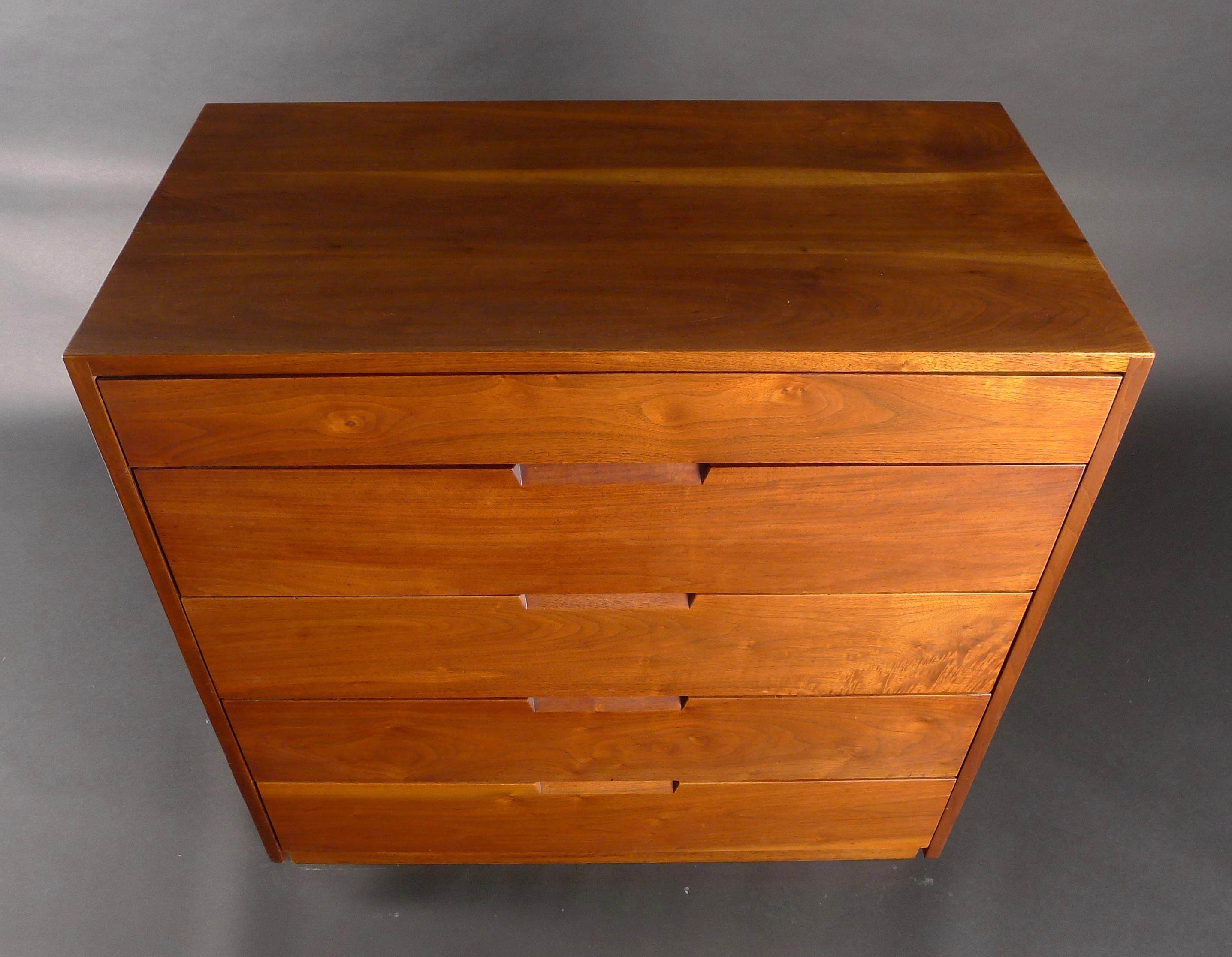 George Nakashima, Five-Drawer Chest of Drawers, American Black Walnut, 1956 In Good Condition In Wargrave, Berkshire