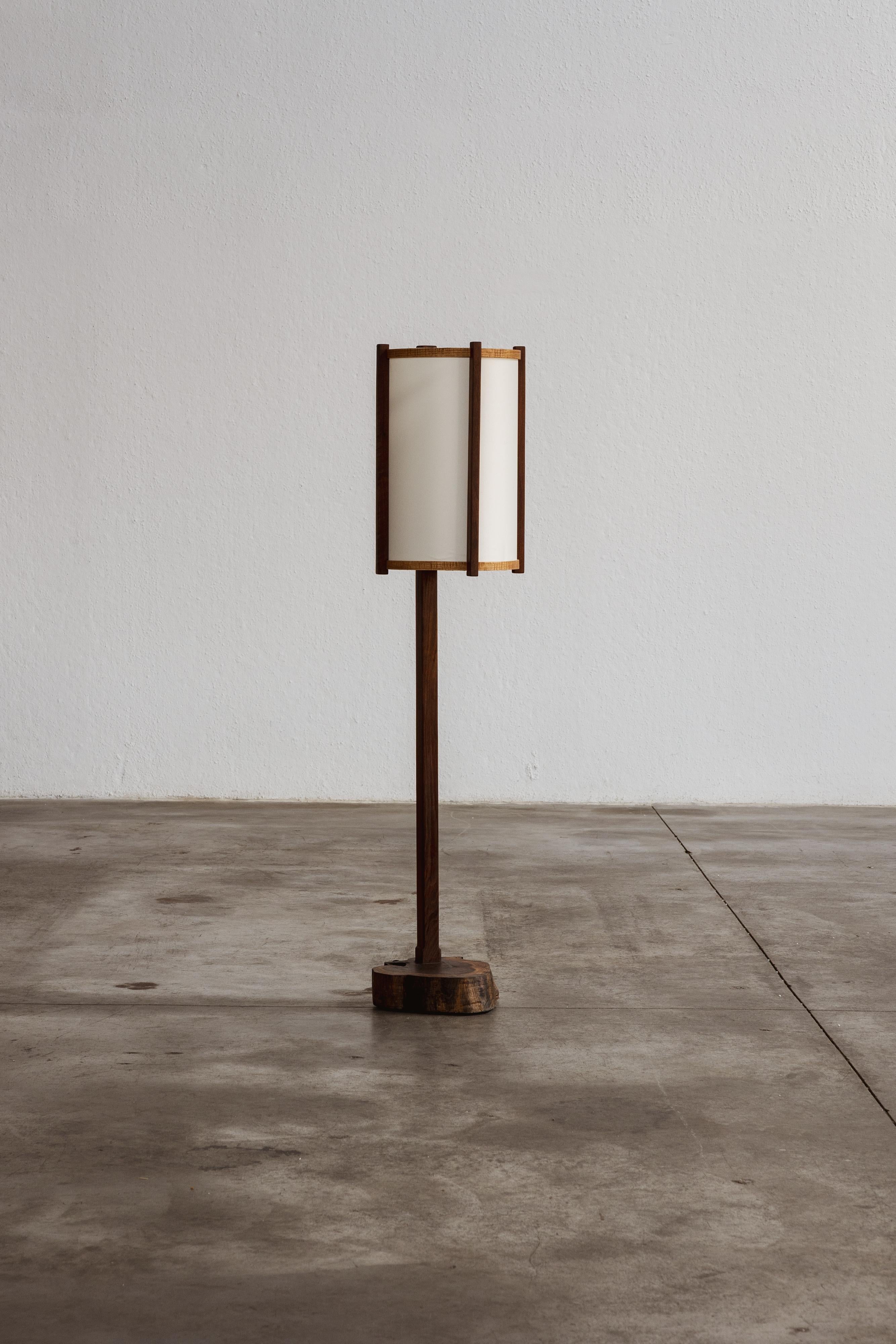 George Nakashima floor lamp, walnut and fabric, USA, 1961

George Nakashima, the American artist and sculptor born to a Japanese family in Spokane, WA, crafted this floor lamp in his workshop in 1961. Blending modern minimalism with traditional