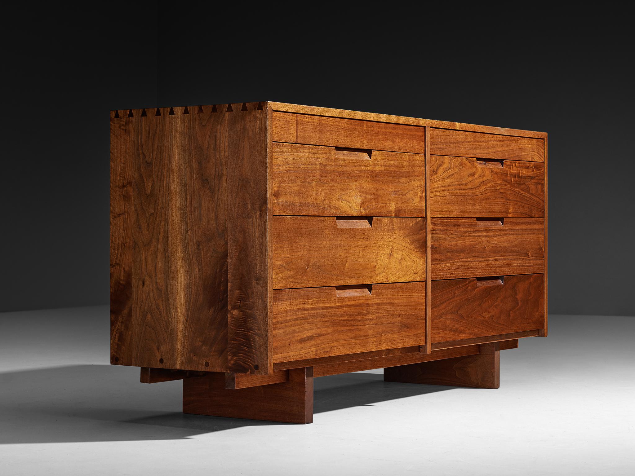 George Nakashima for George Nakashima Studio Double Chest of Drawers in Walnut For Sale 1