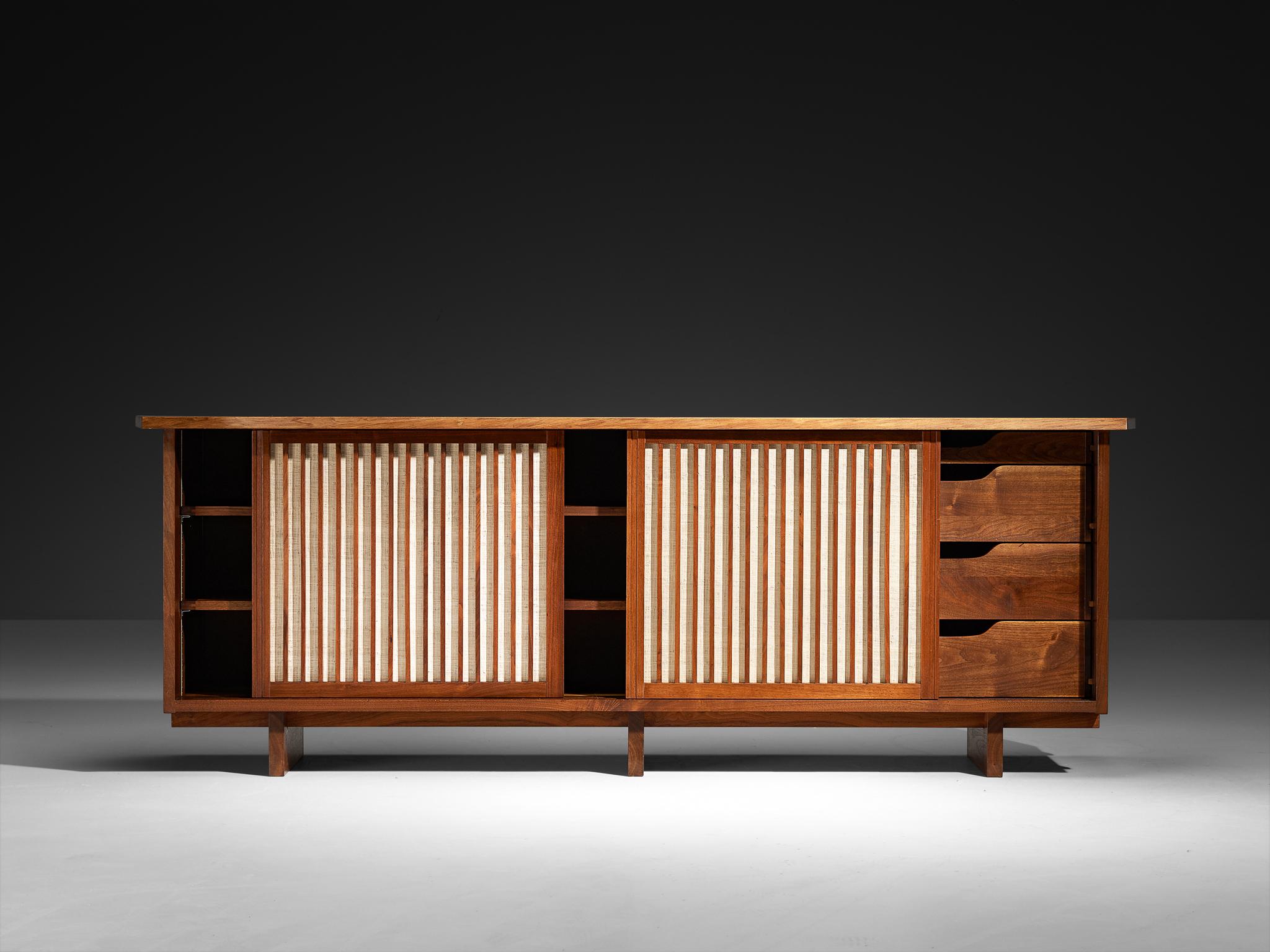 Mid-20th Century George Nakashima for George Nakashima Studio Triple Sliding Door Cabinet For Sale