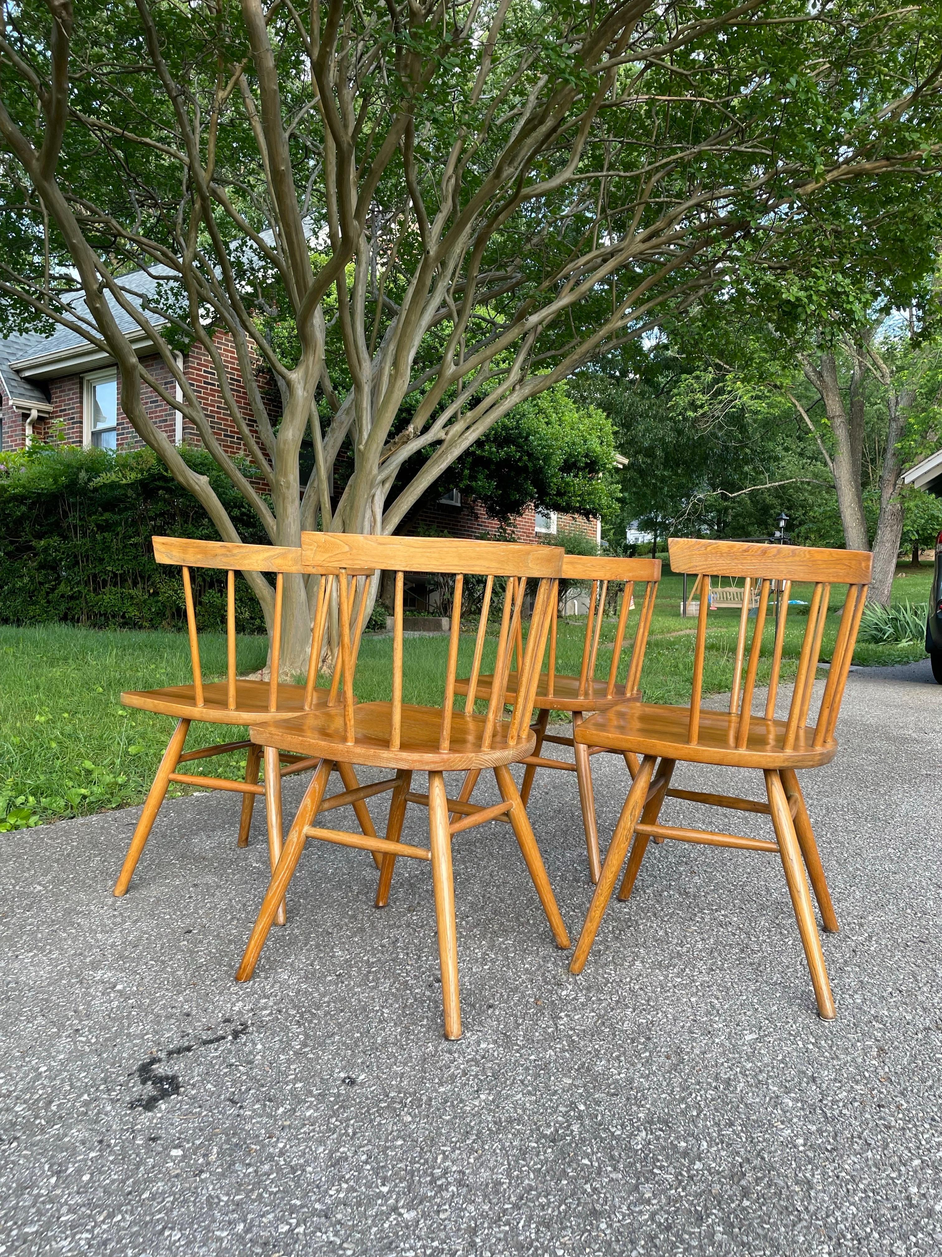 American George Nakashima for Knoll Attr. Straight Chairs Mid Century Modern - Set of 4