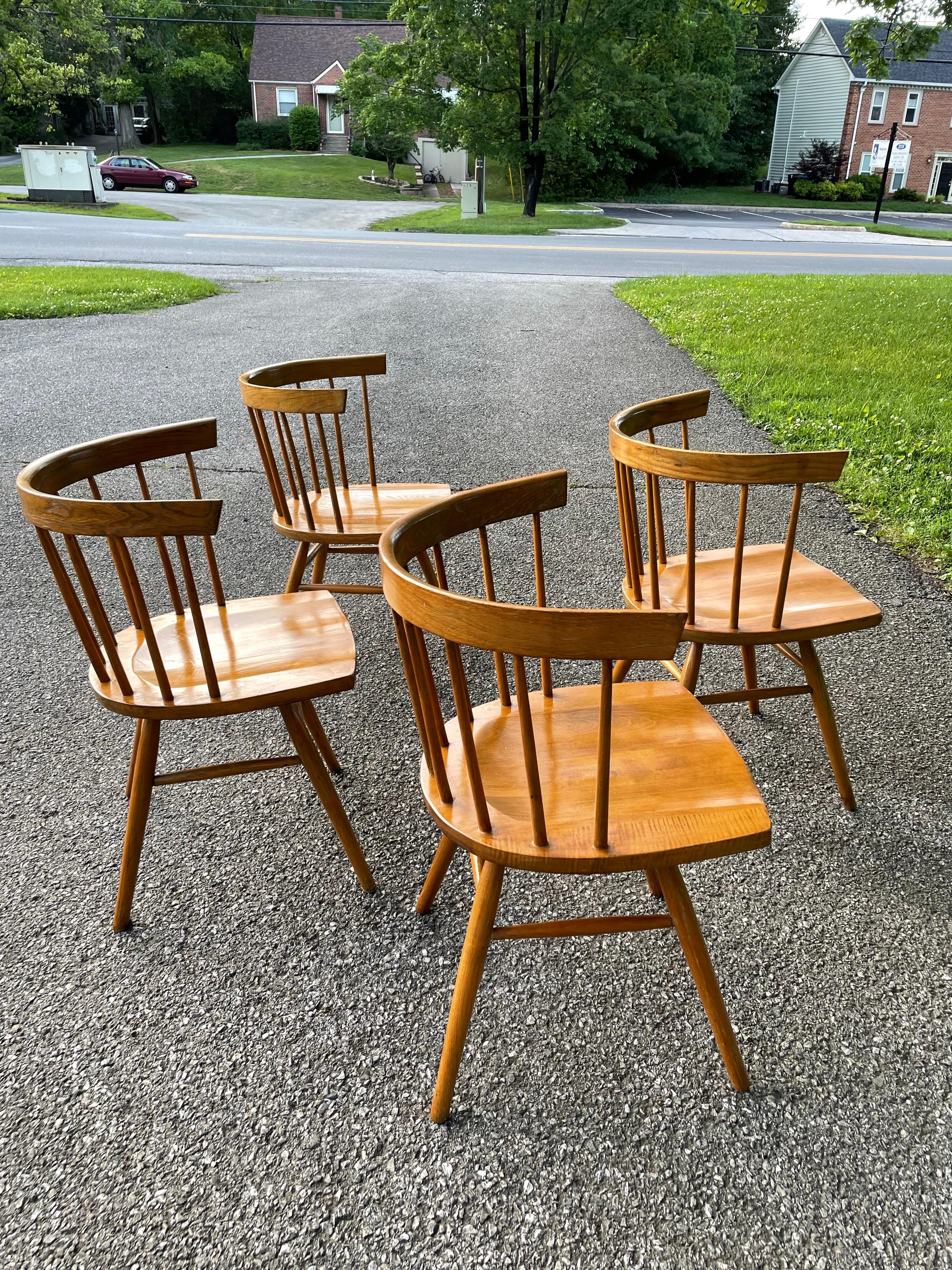 Walnut George Nakashima for Knoll Attr. Straight Chairs Mid Century Modern - Set of 4