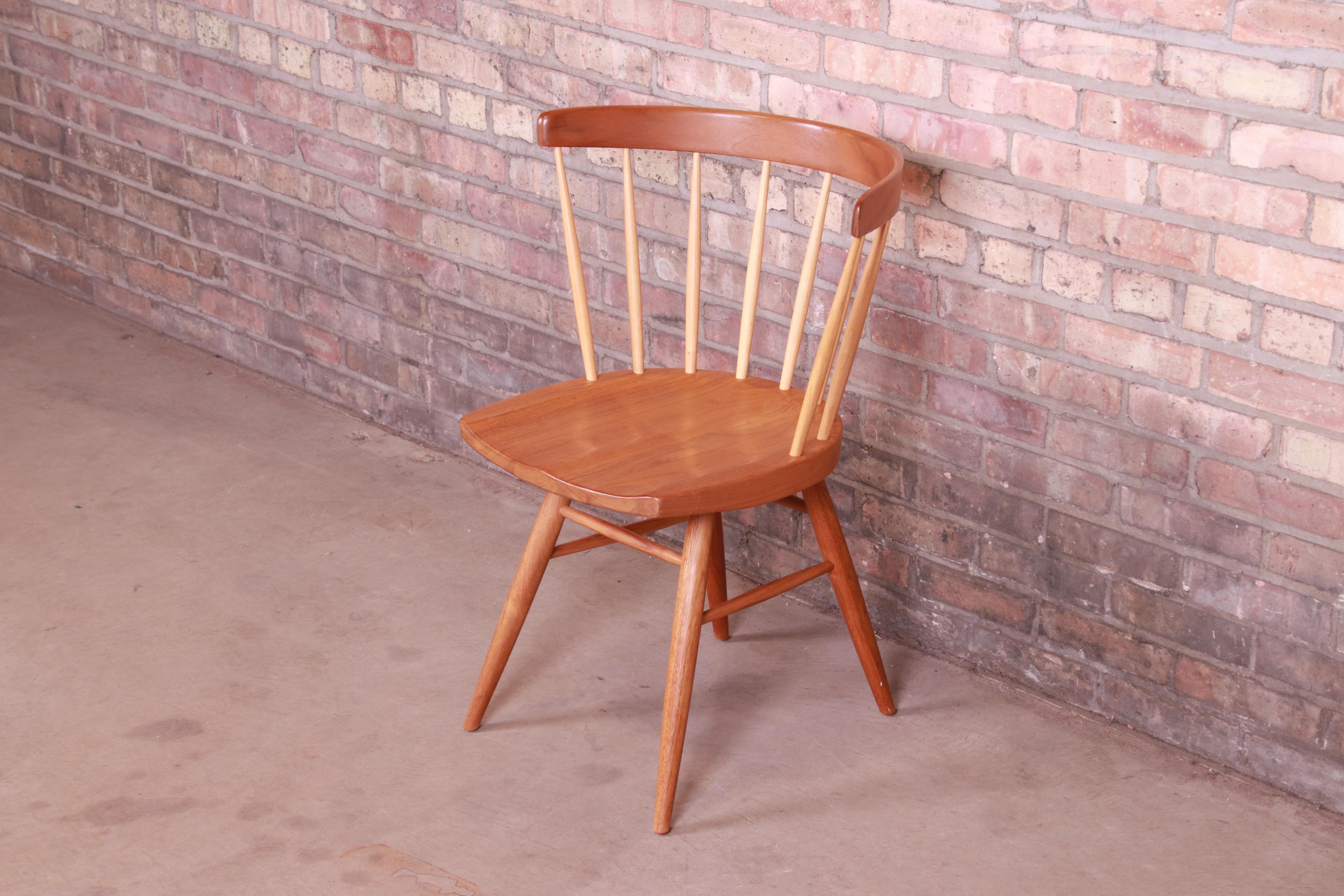 Mid-Century Modern George Nakashima for Knoll Walnut and Hickory Windsor Straight Chair