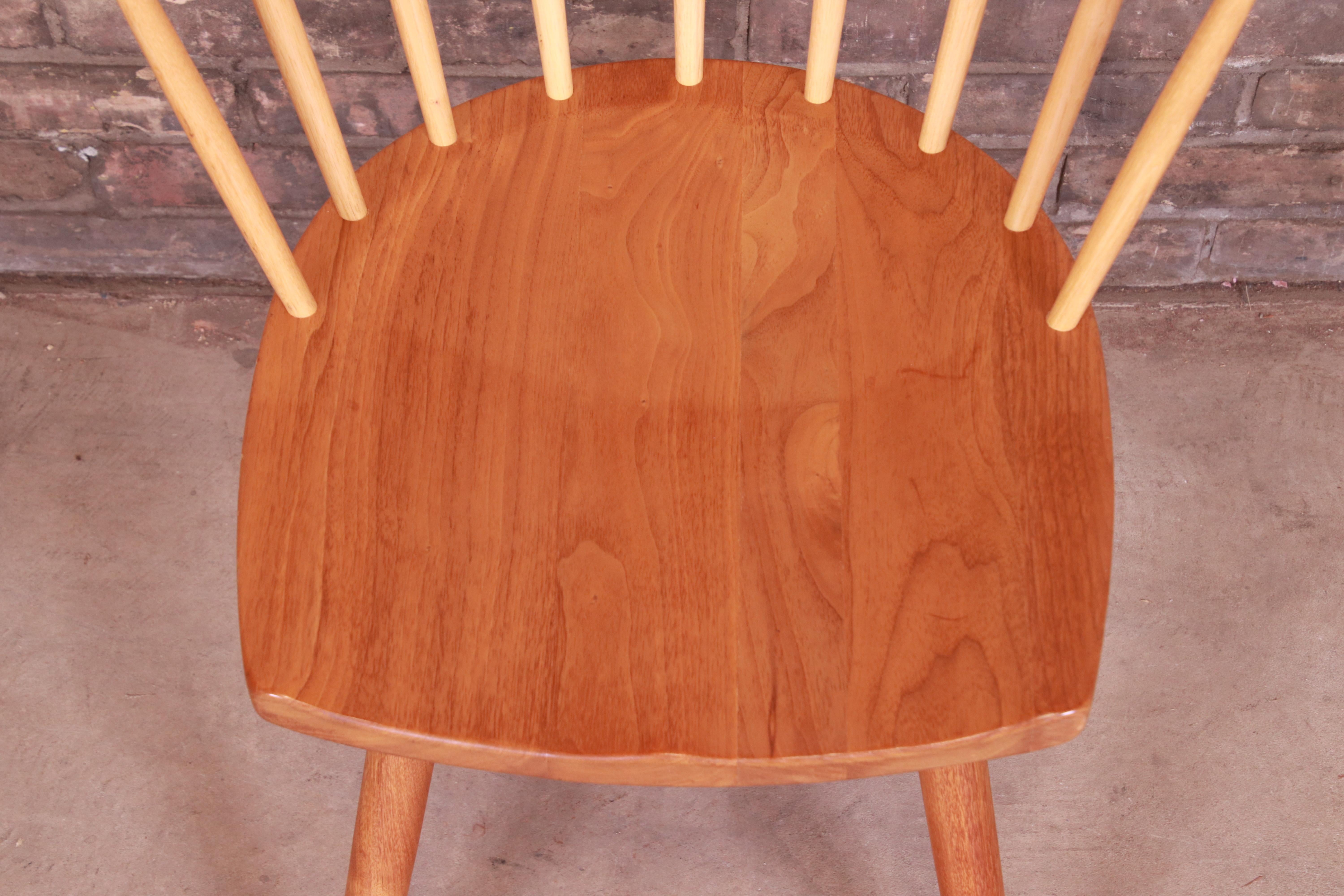 Contemporary George Nakashima for Knoll Walnut and Hickory Windsor Straight Chair
