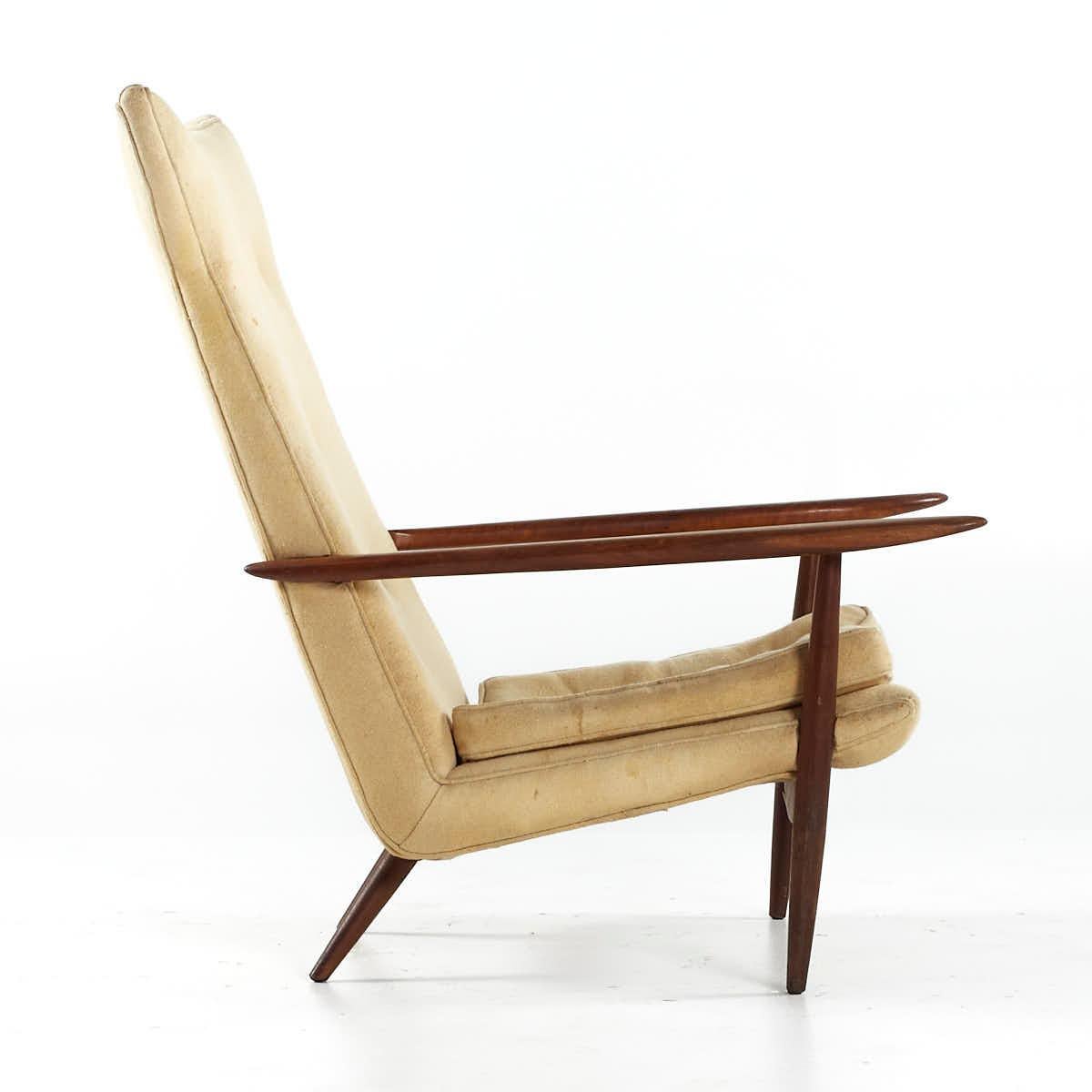 Upholstery George Nakashima for Widdicomb Mid Century #257 W Wing Back Lounge Chair For Sale