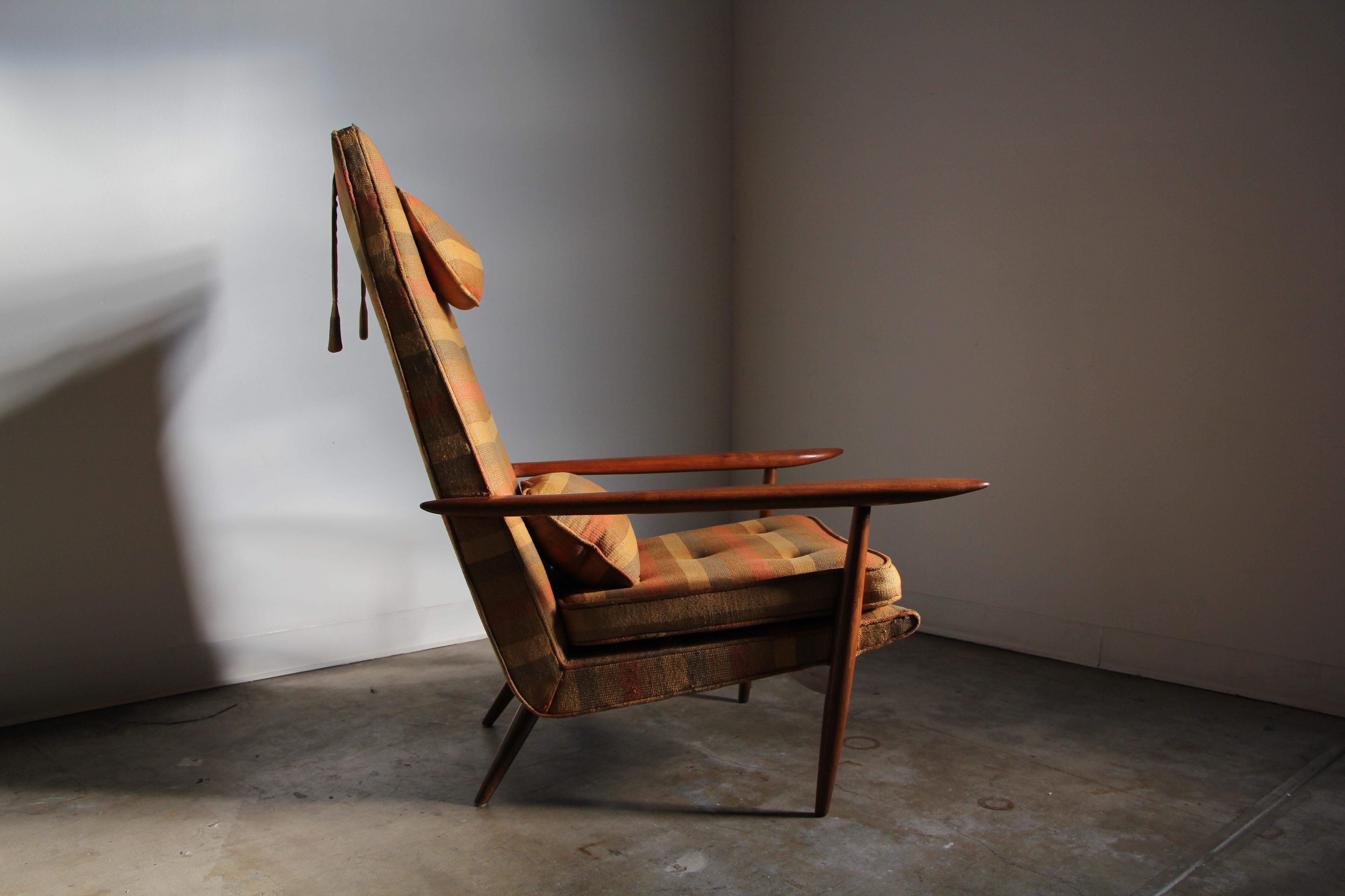 A large, impressive, and exceedingly rare lounge chair designed by George Nakashima for Widdicomb circa 1959. Only a couple of these chairs have hit the market in the last decade, and this may very well be the nicest one. It is in absolutely