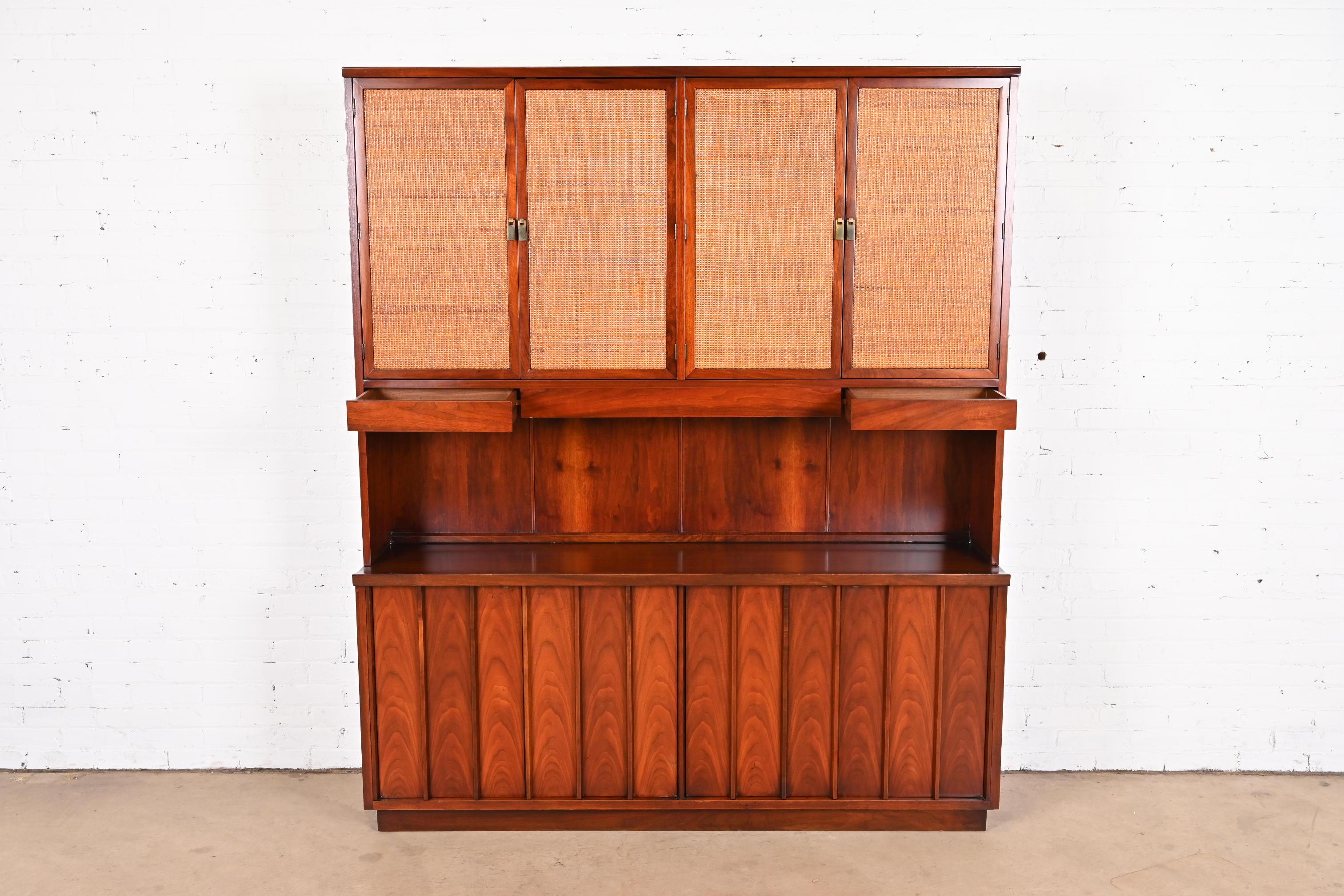 George Nakashima for Widdicomb Sculpted Walnut and Cane Sideboard with Hutch 3