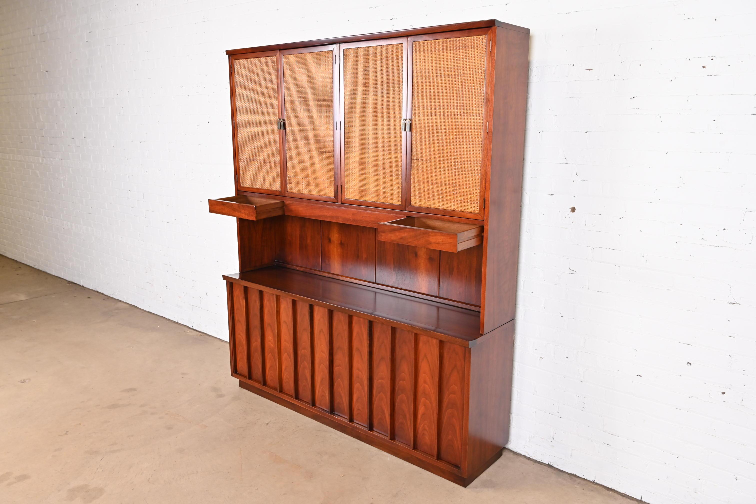 George Nakashima for Widdicomb Sculpted Walnut and Cane Sideboard with Hutch 4