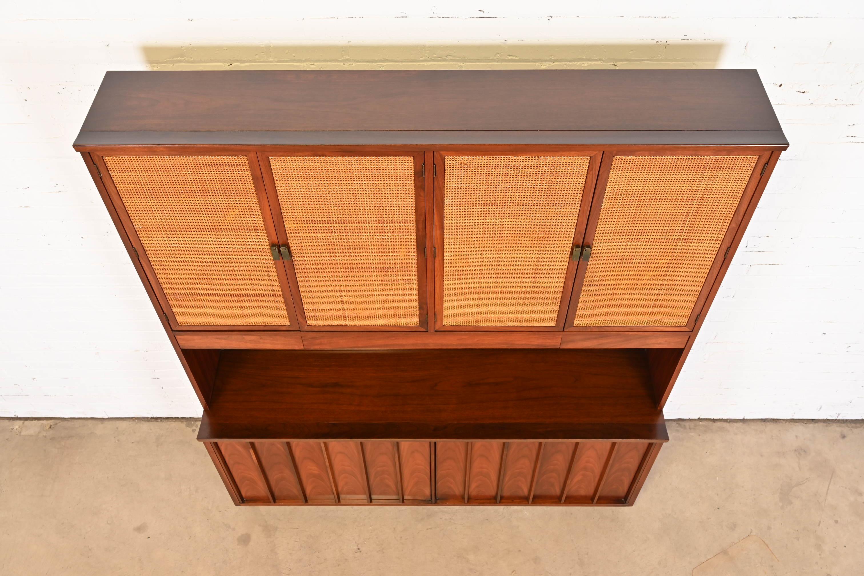 George Nakashima for Widdicomb Sculpted Walnut and Cane Sideboard with Hutch 9