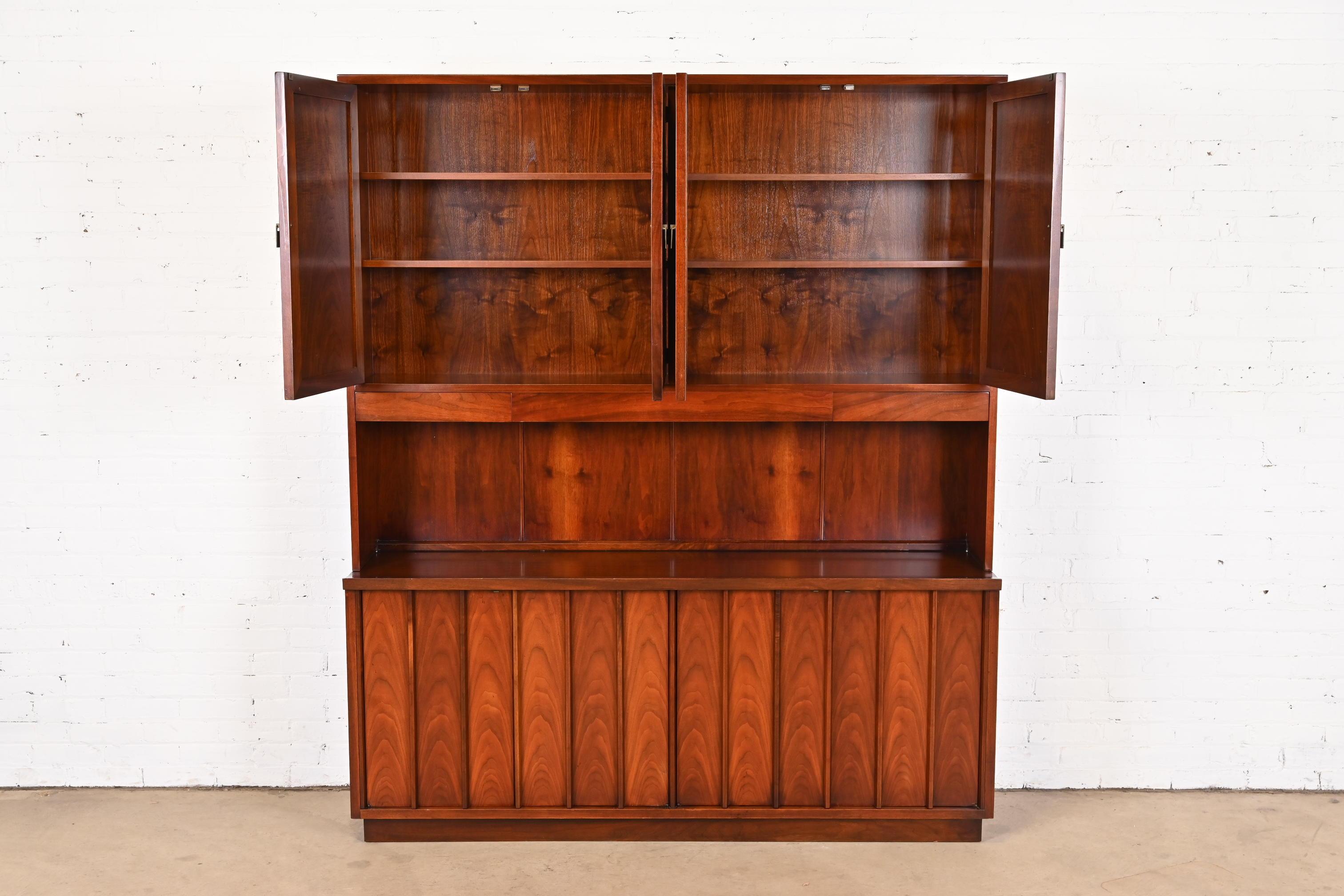 Mid-20th Century George Nakashima for Widdicomb Sculpted Walnut and Cane Sideboard with Hutch