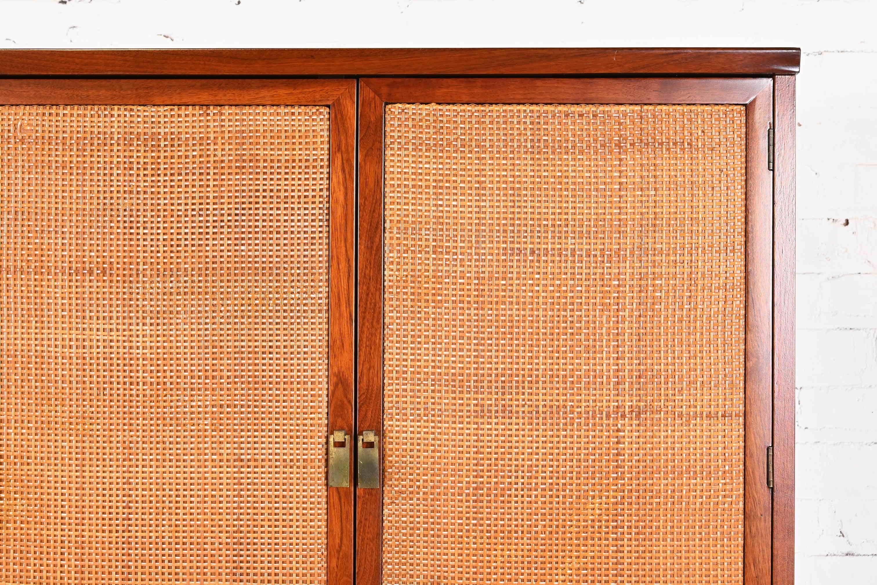 George Nakashima for Widdicomb Walnut and Cane Cabinet, Newly Restored 5