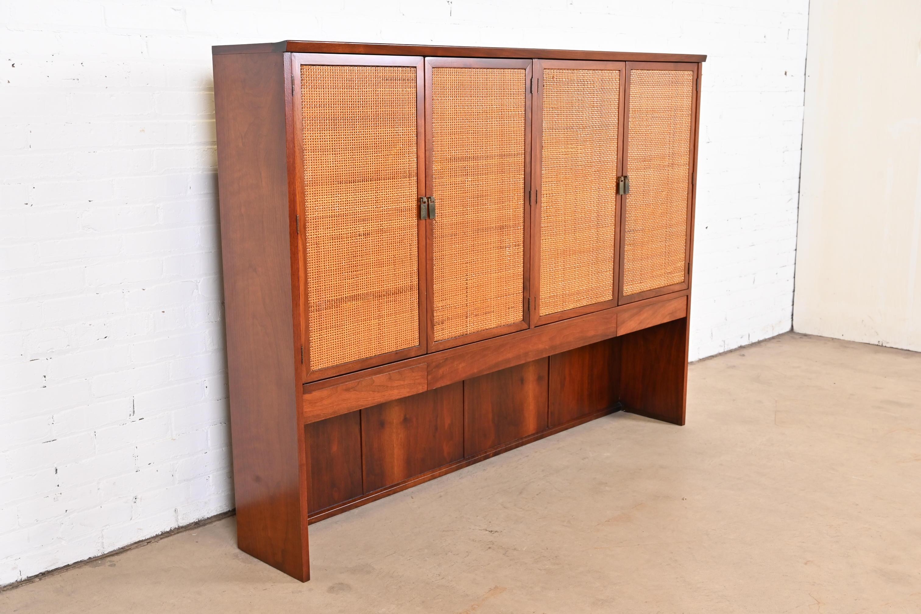 George Nakashima for Widdicomb Walnut and Cane Cabinet, Newly Restored In Good Condition In South Bend, IN