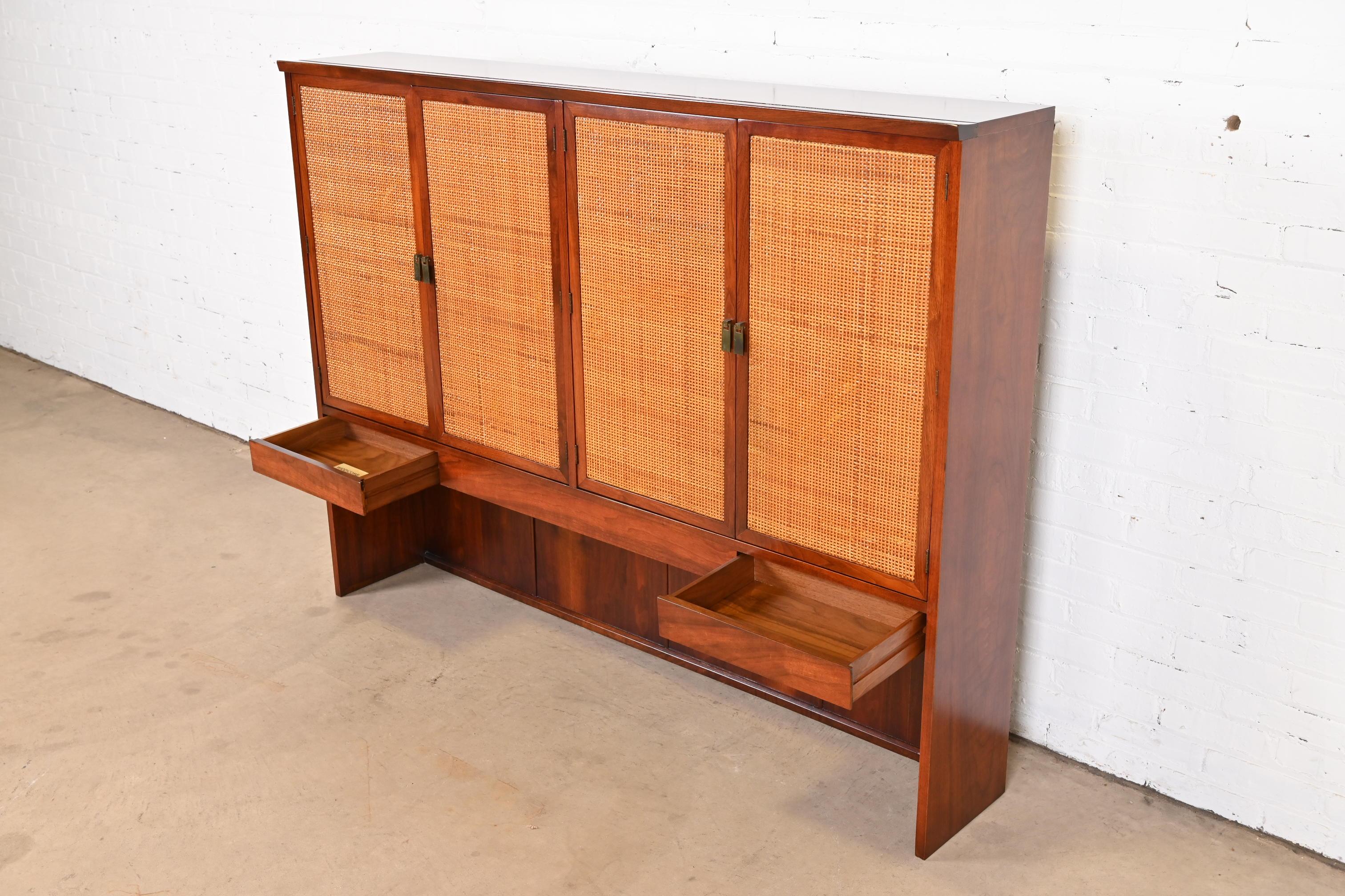 George Nakashima for Widdicomb Walnut and Cane Cabinet, Newly Restored 2