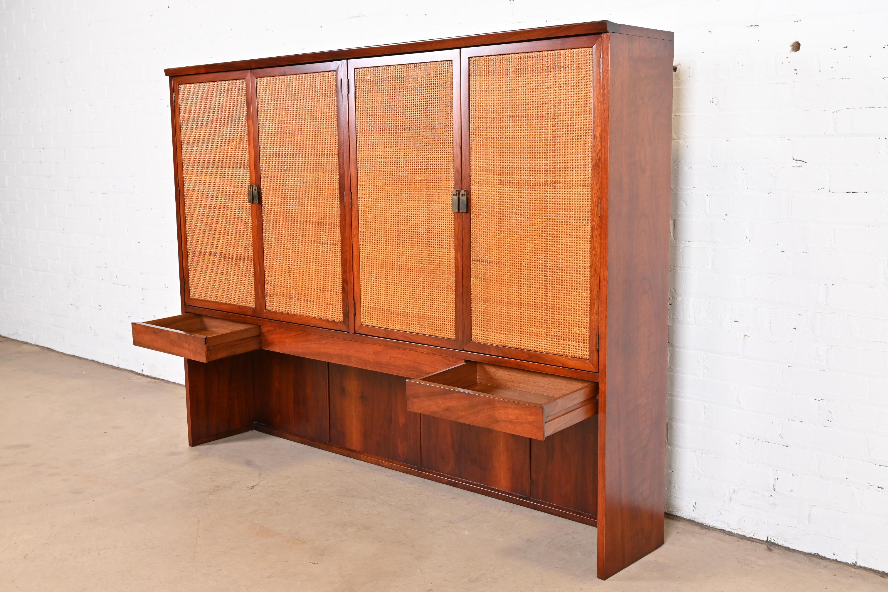 George Nakashima for Widdicomb Walnut and Cane Cabinet, Newly Restored 3