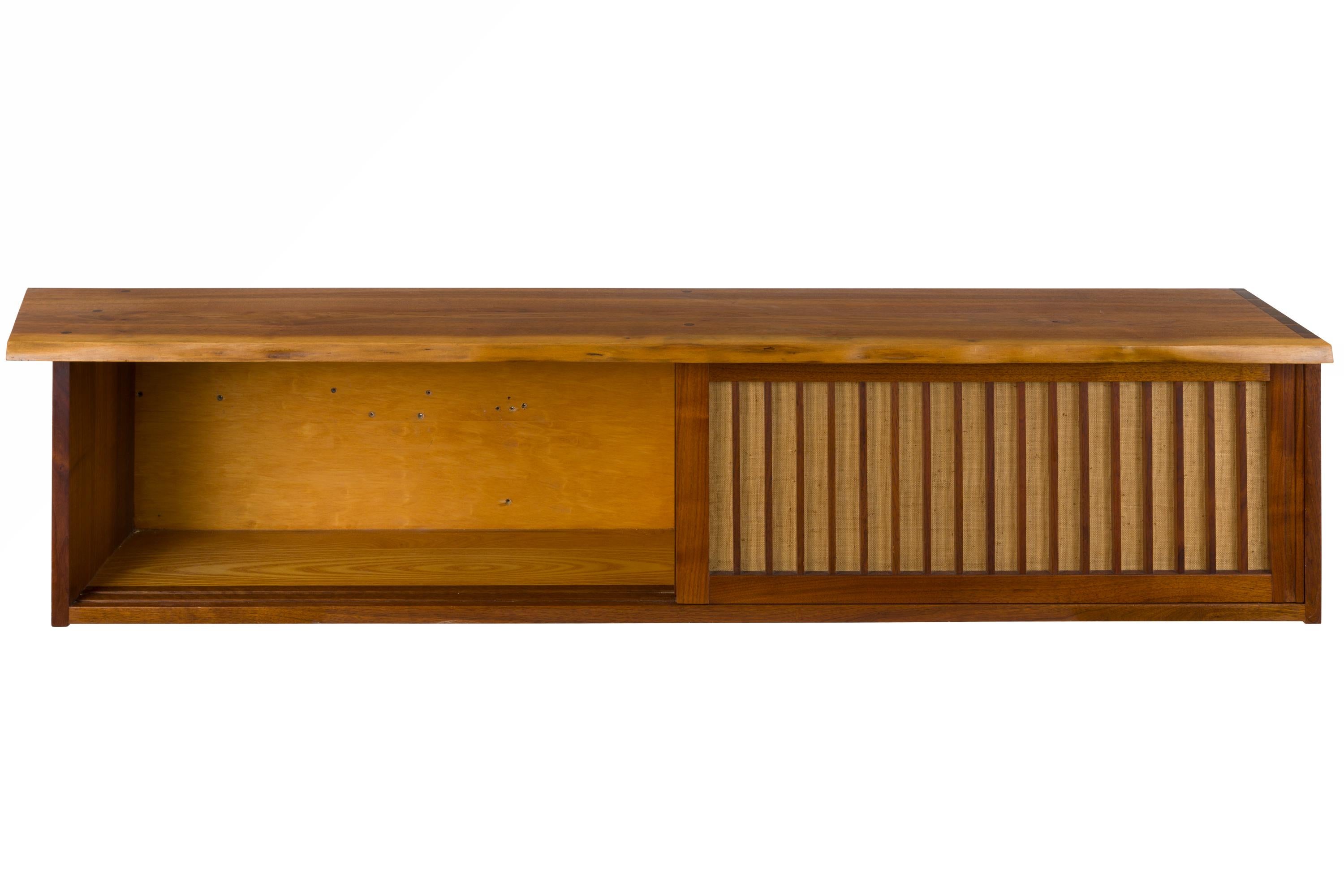 American George Nakashima Free Edge Black Walnut Wall Mounted Cabinet, USA, 1960s